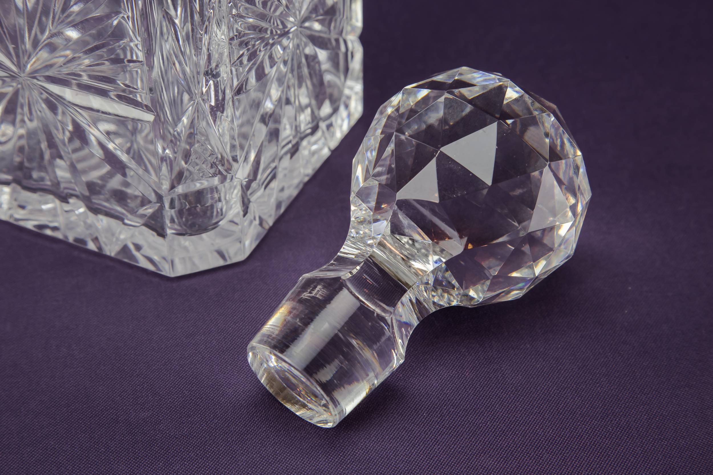 Vintage Cut Glass — Square cut glass decanter 1