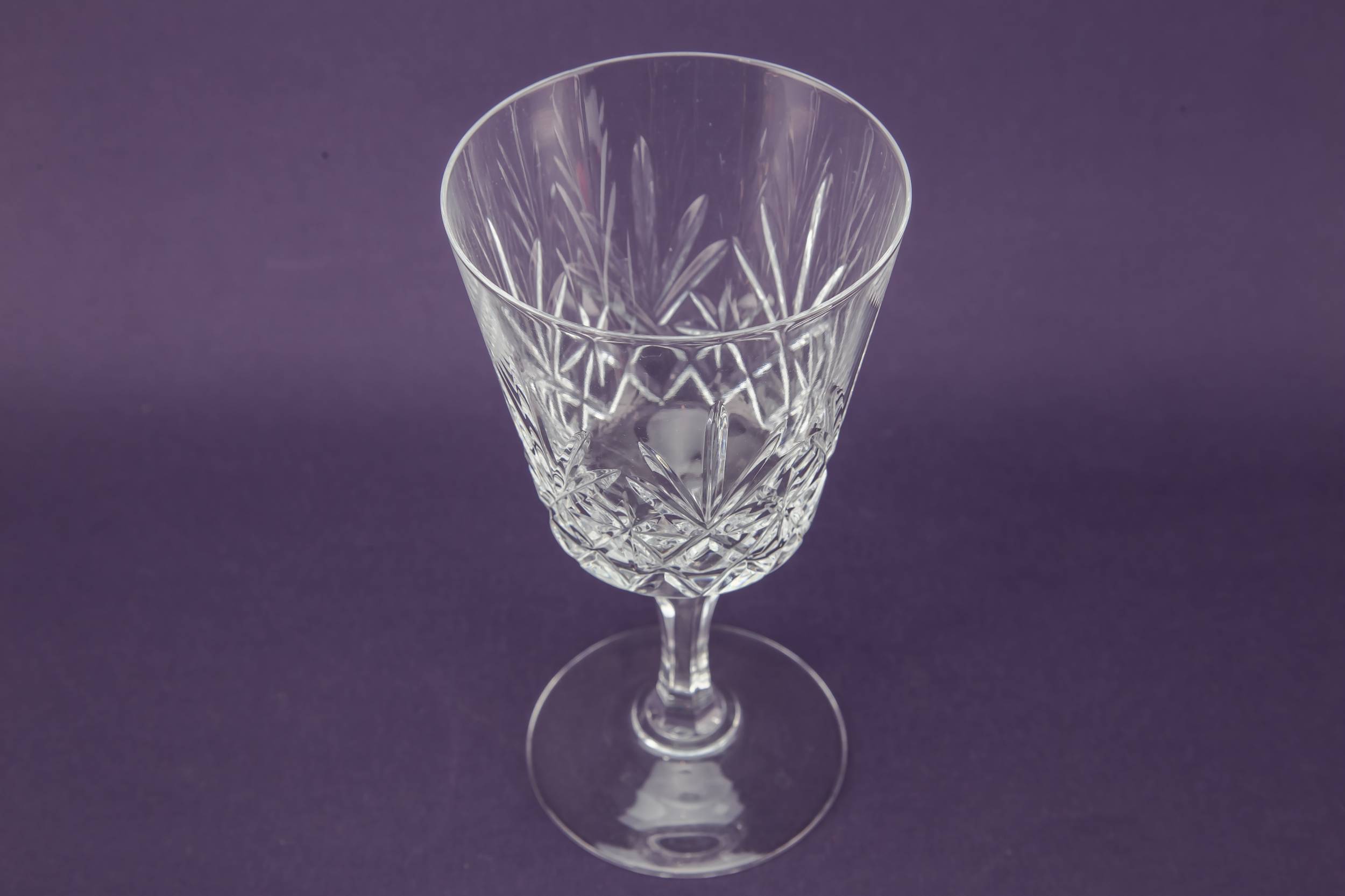 Crystal Vintage Crosshatch — 6 wine stem glasses 2