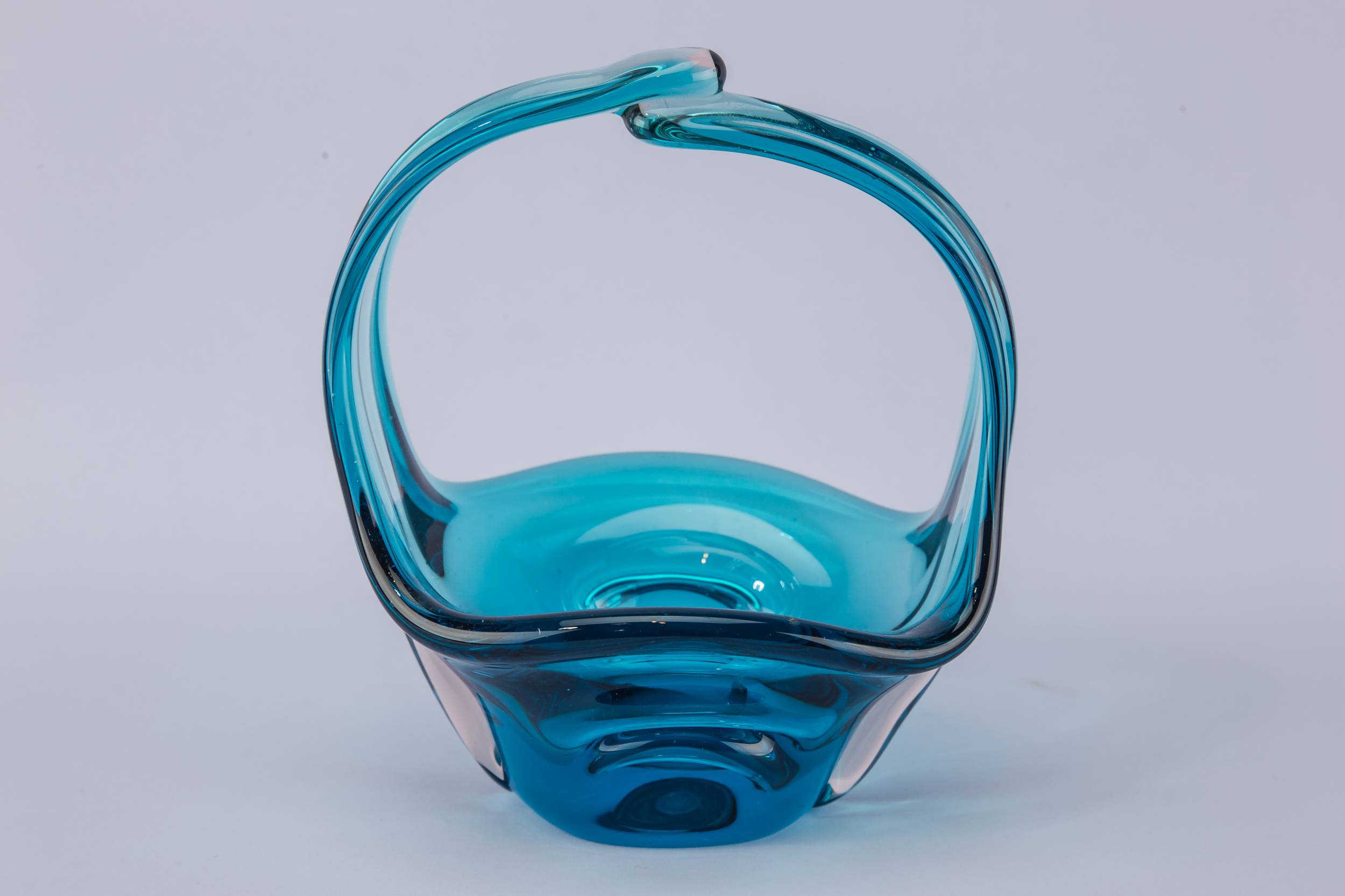 Modernist Glass BOWL — Blue glass bowl 2
