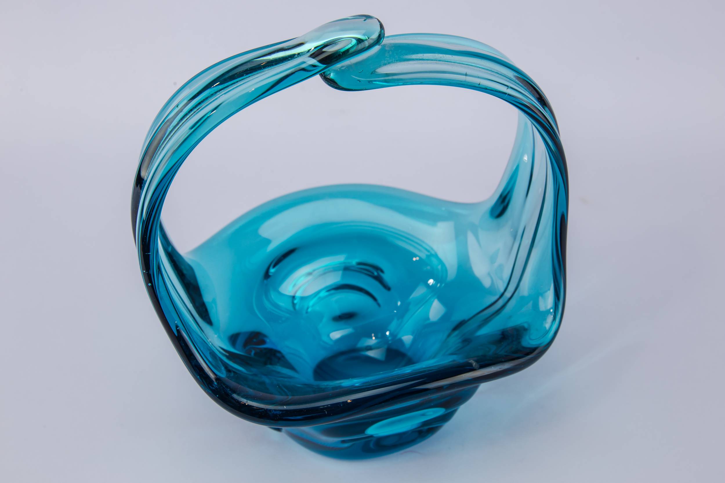 Modernist Glass BOWL — Blue glass bowl 4