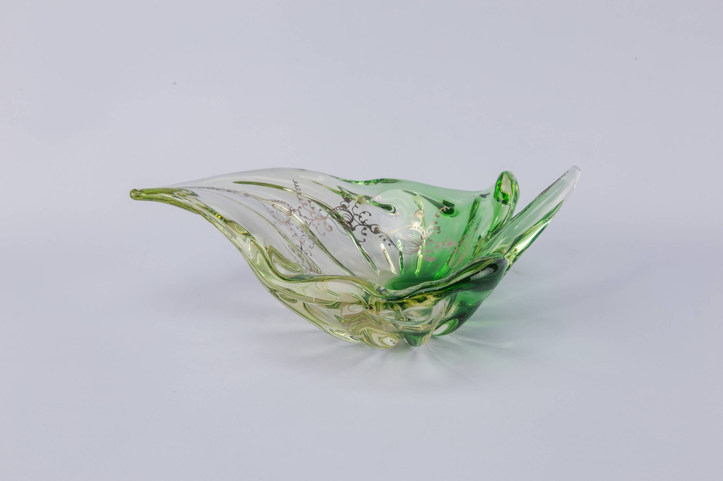 Vintage Green Floral — Green glass bowl