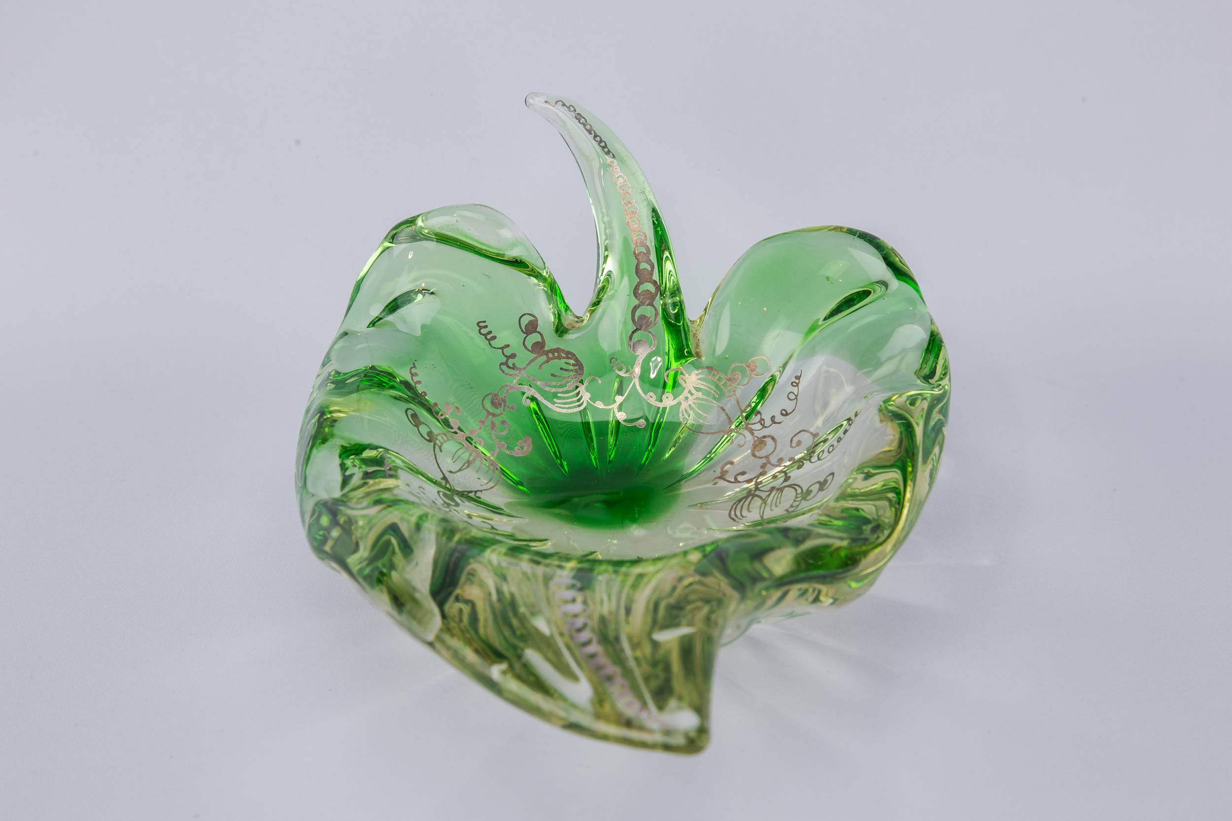 Vintage Green Floral — Green glass bowl 3