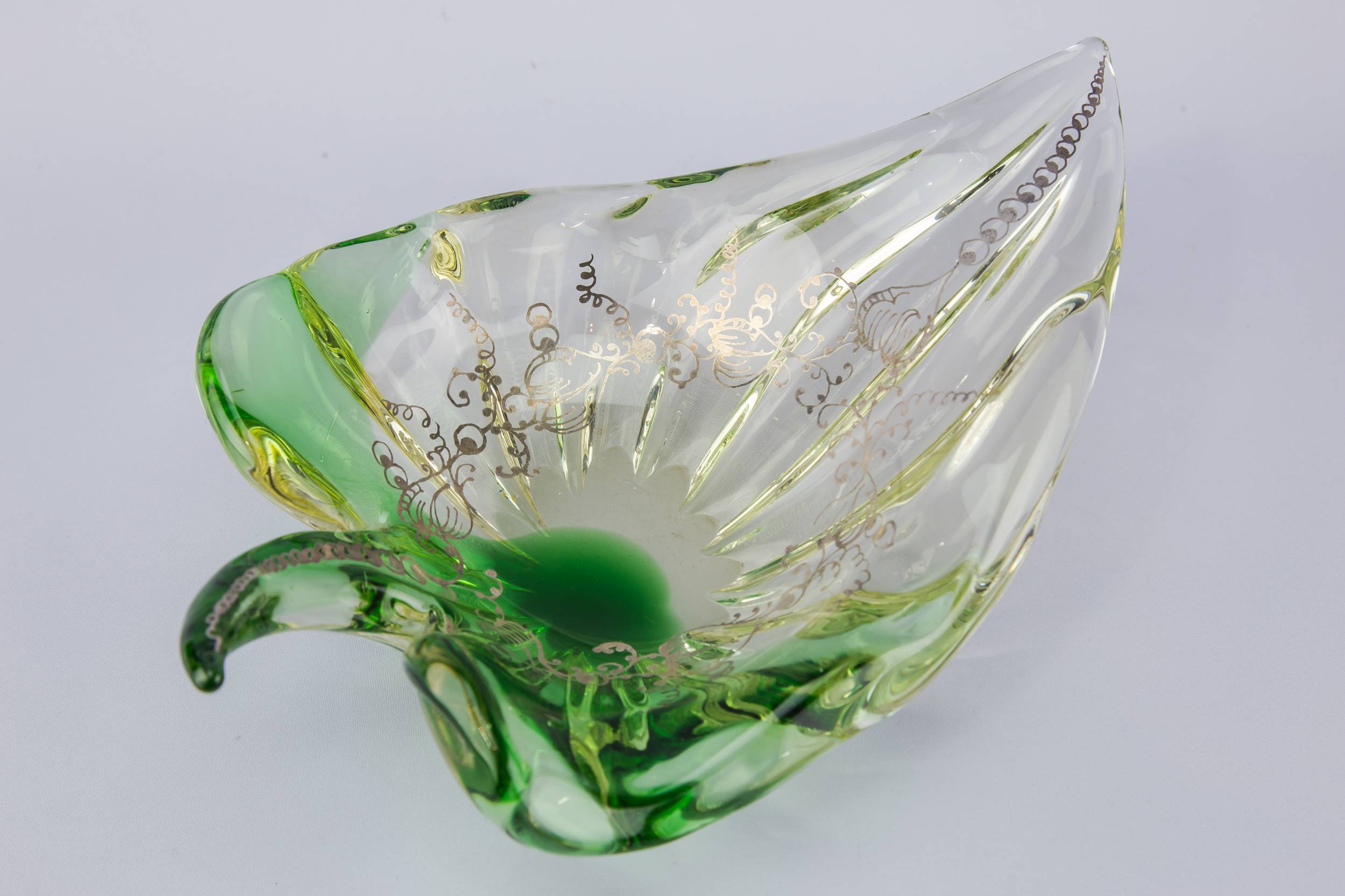 Vintage Green Floral — Green glass bowl 2