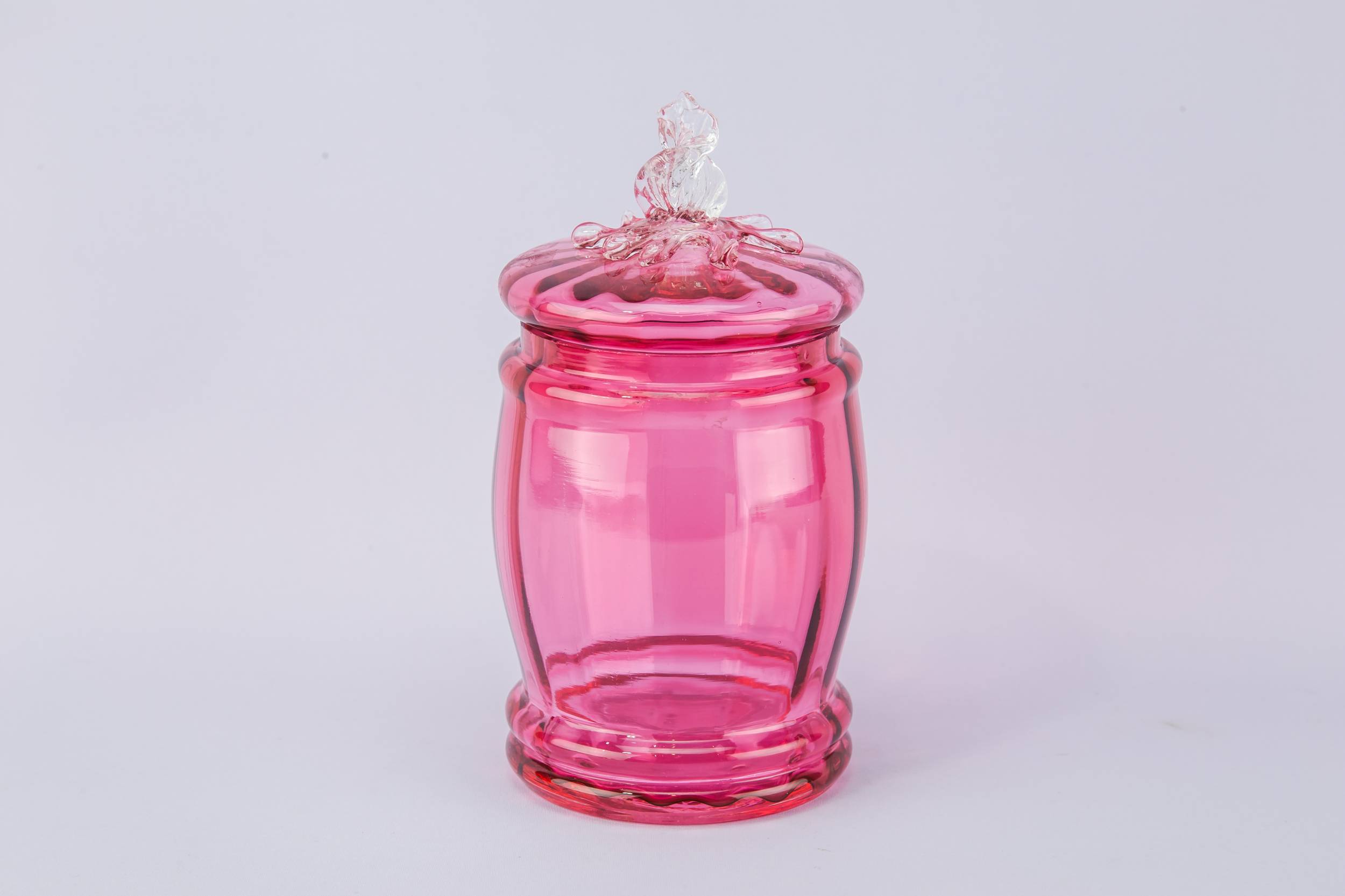Attractive Antique Panelled — Cranberry red glass jar