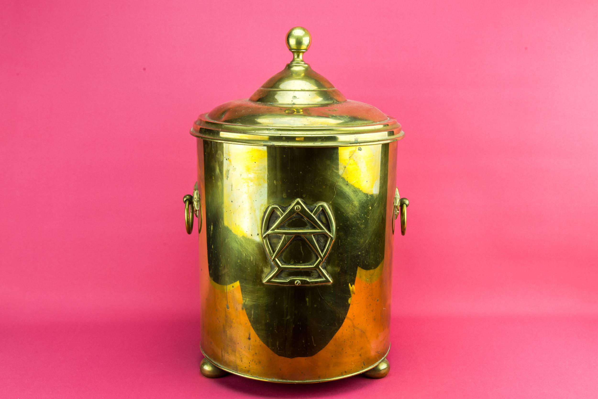 Antique Masonic Brass — Masonic brass bucket