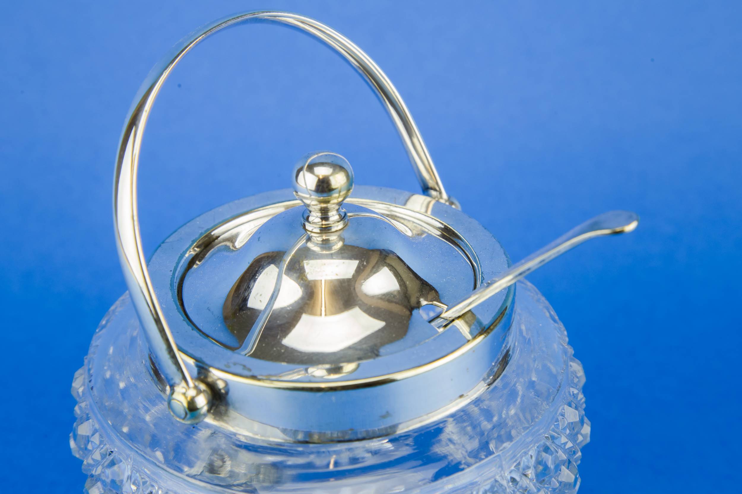 Cut Glass Silver — Condiment pot and spoon 1