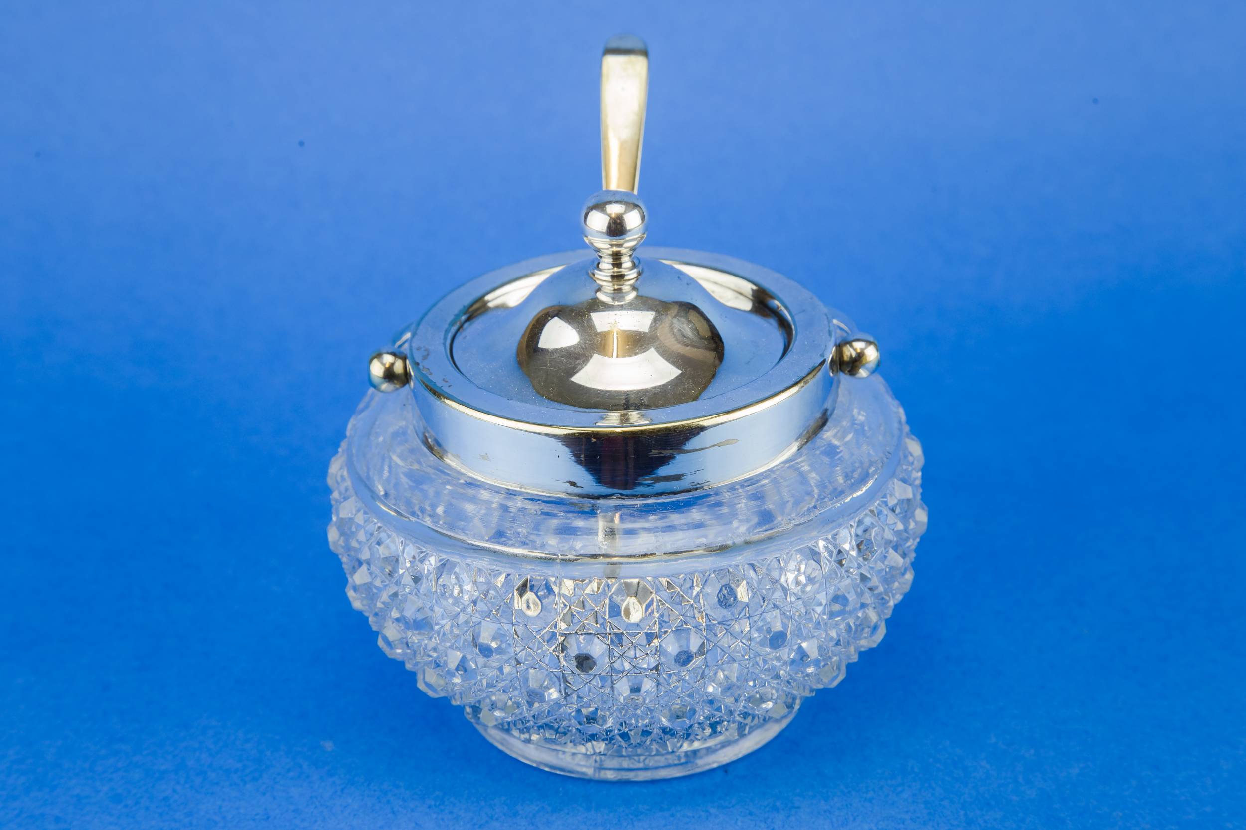 Cut Glass Silver — Condiment pot and spoon 3