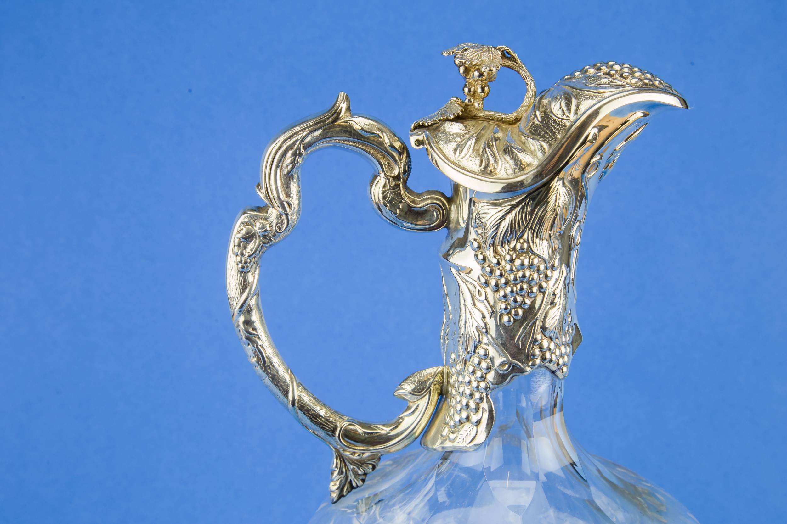 Sterling Silver Cut — Sterling silver wine carafe 1