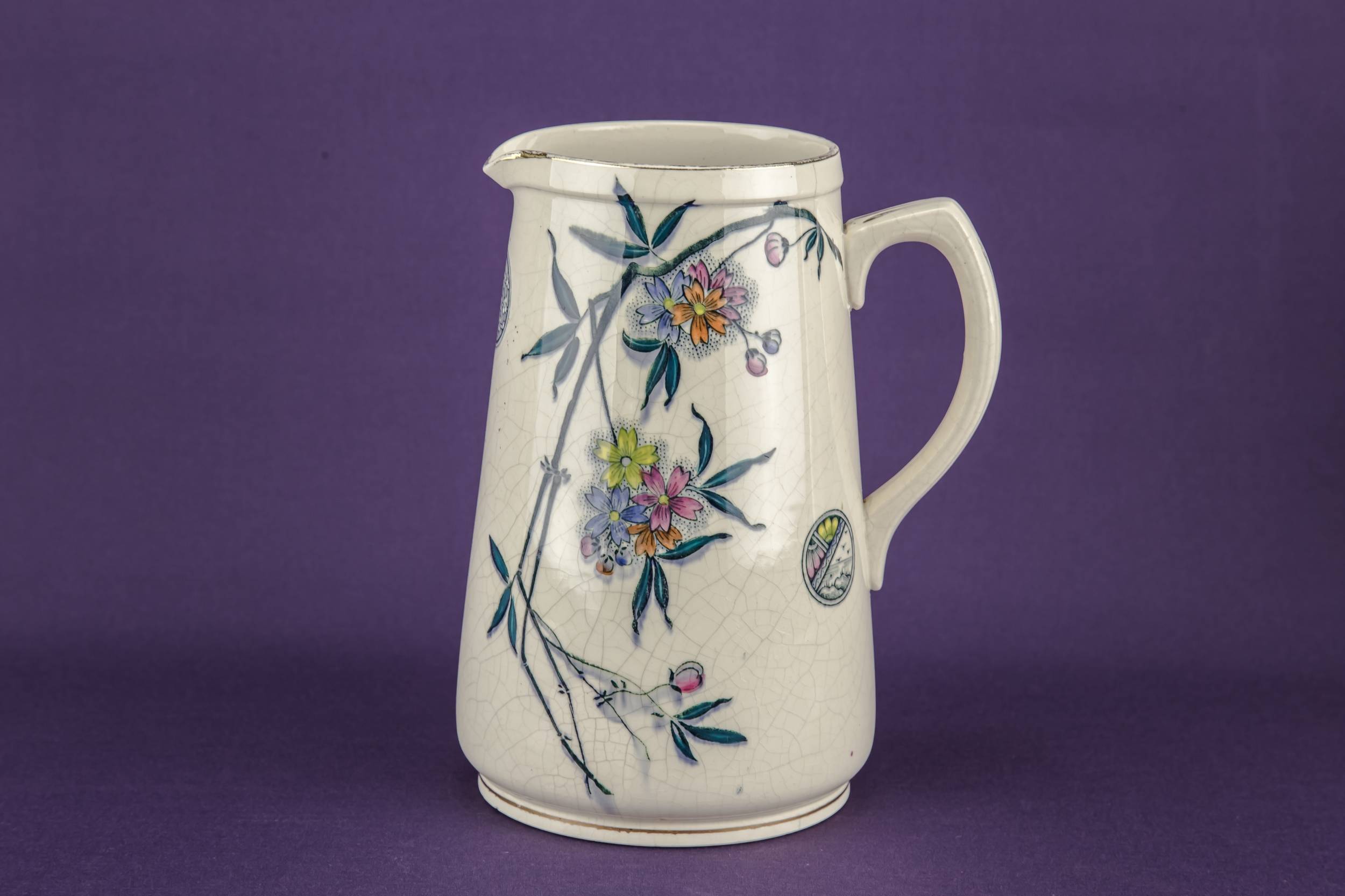 Aesthetic Movement Unusual — 3 floral ceramic jugs 4