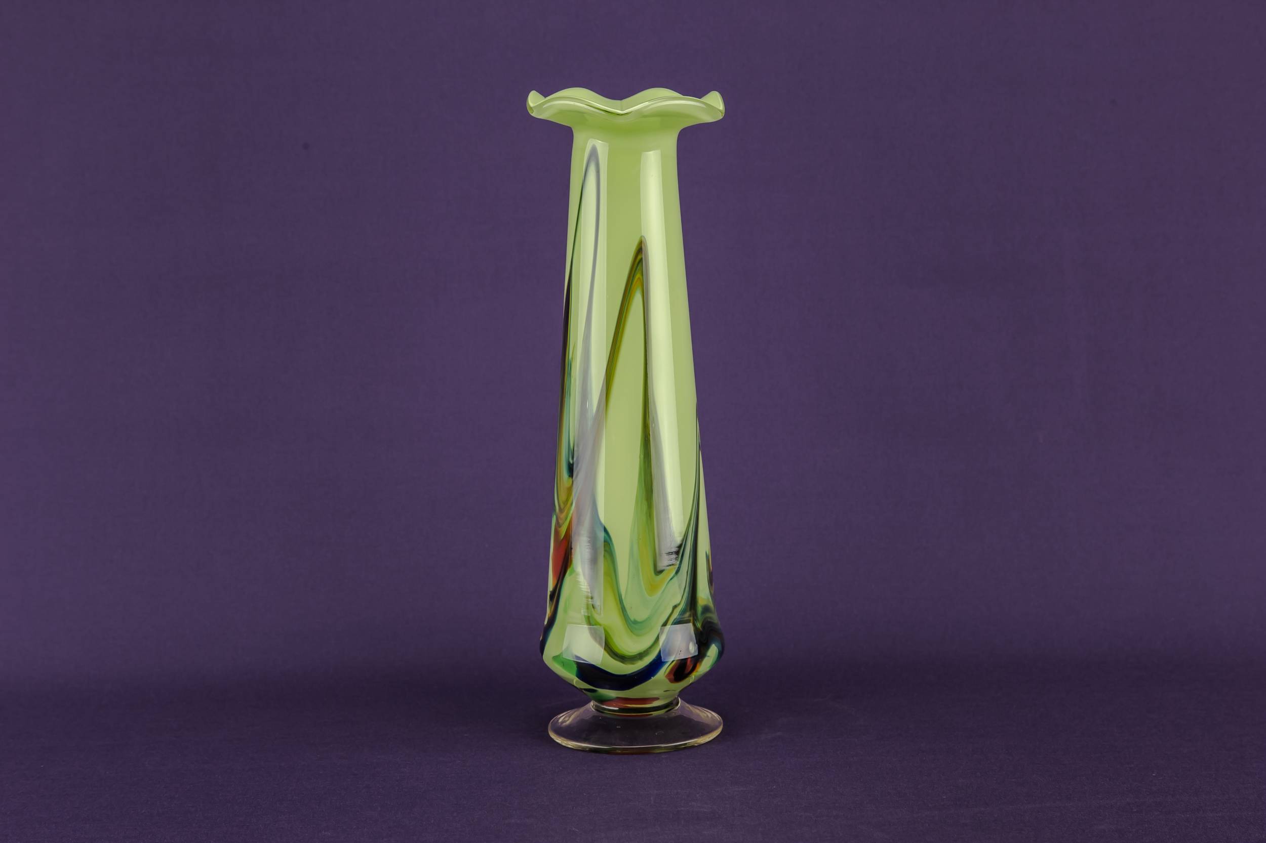 Modernist Attractive Glass — Tall green glass vase