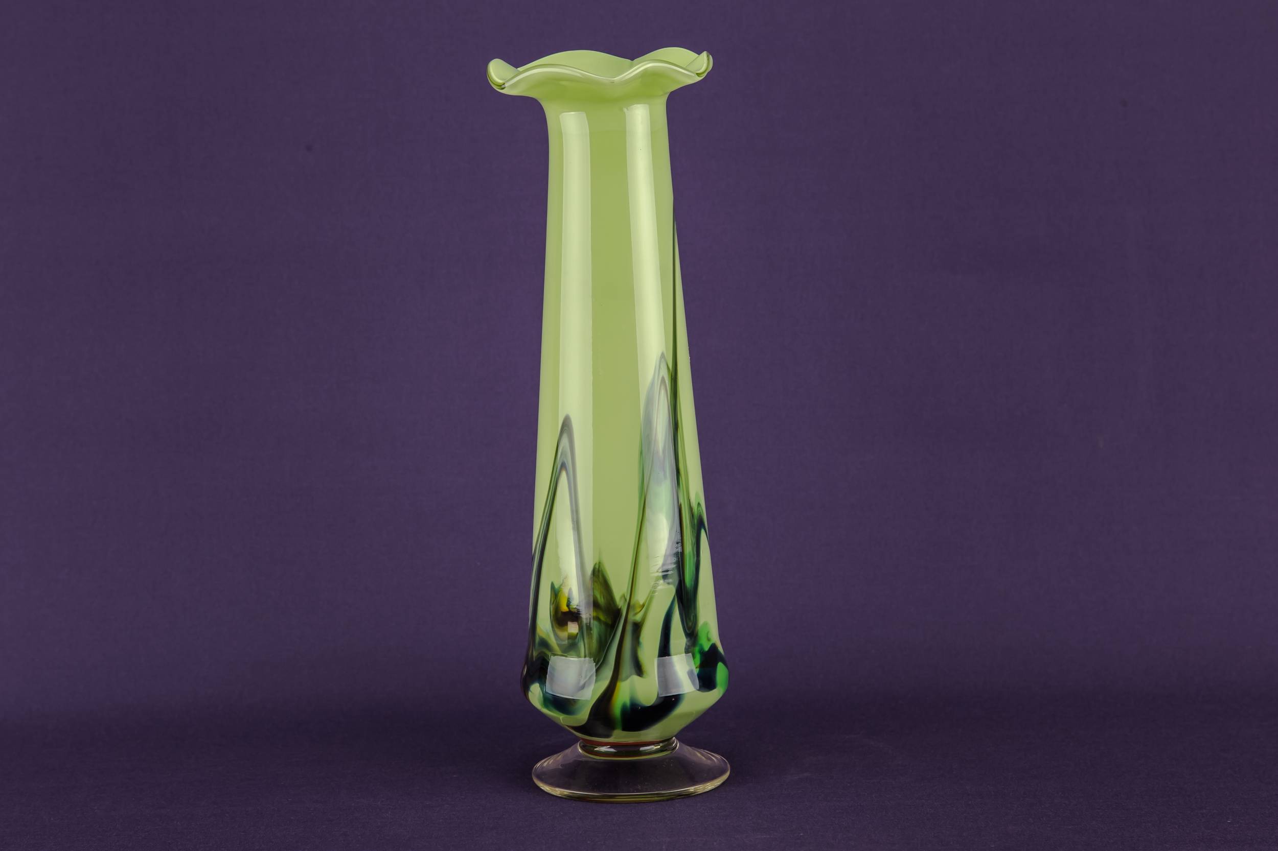 Modernist Attractive Glass — Tall green glass vase 1