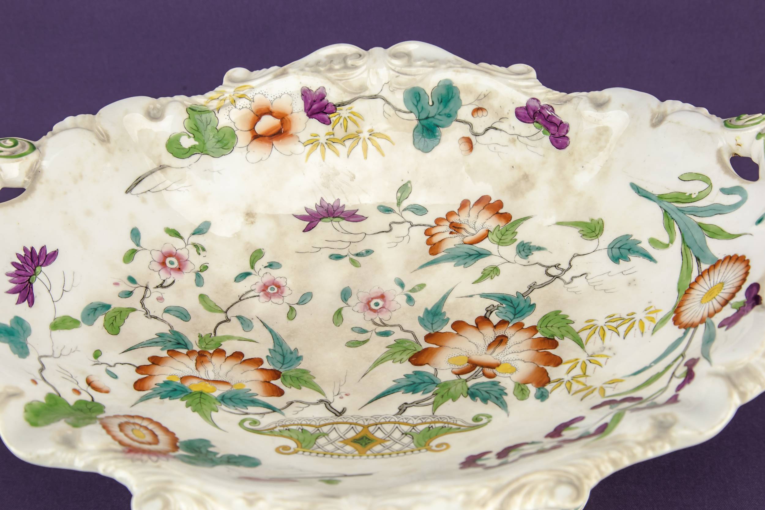 Antique Ceramic Floral — Large fruit bowl 4