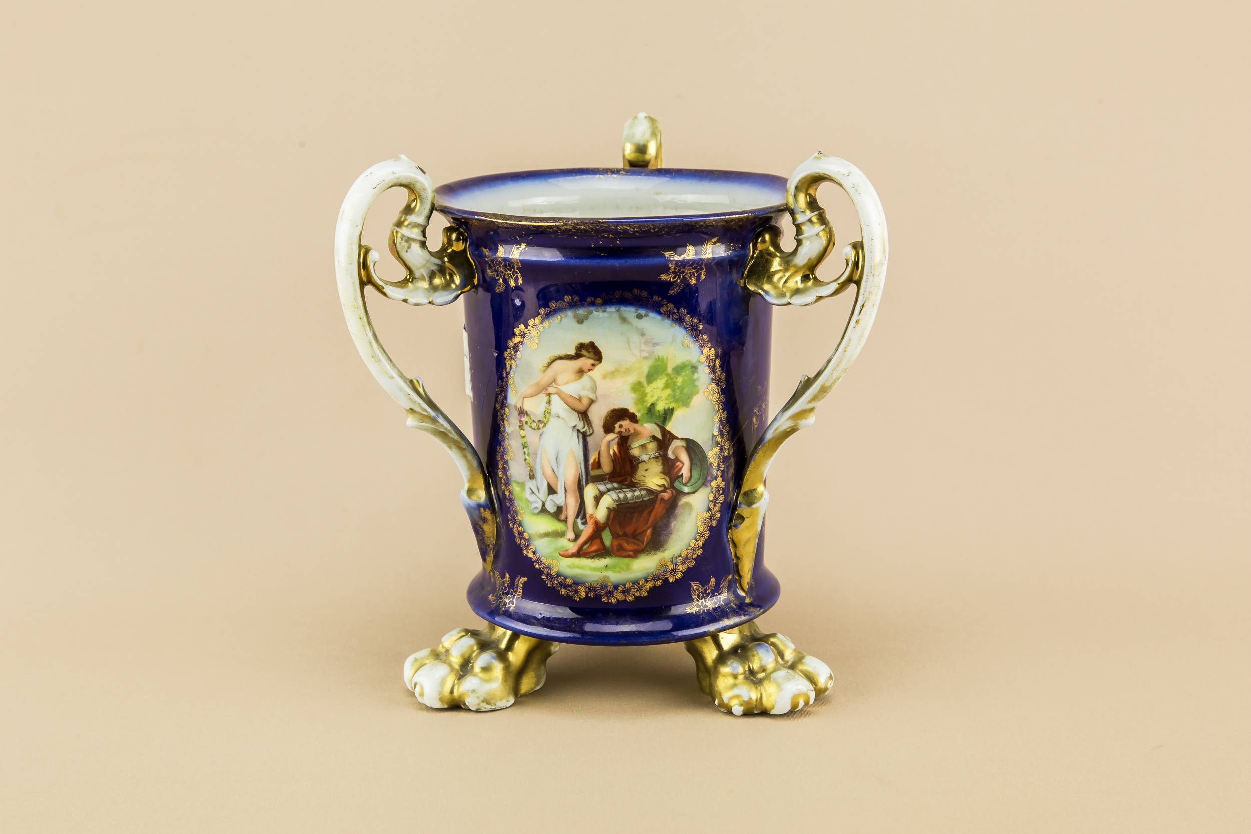 Victorian Antique Blue — Gilded blue vase