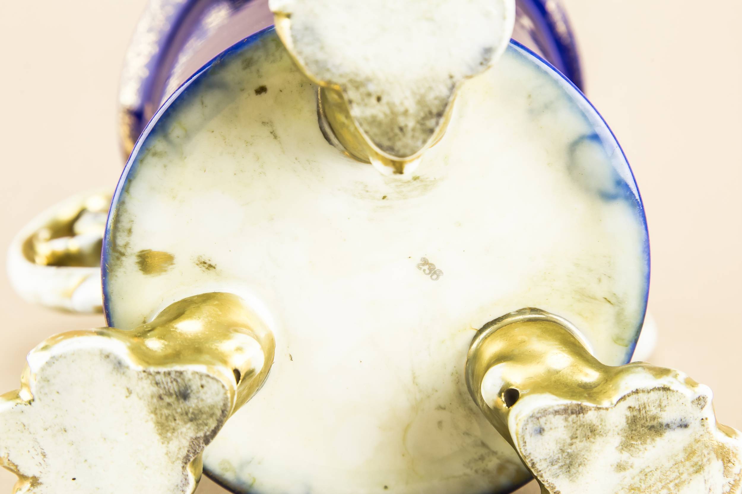 Victorian Antique Blue — Gilded blue vase 5