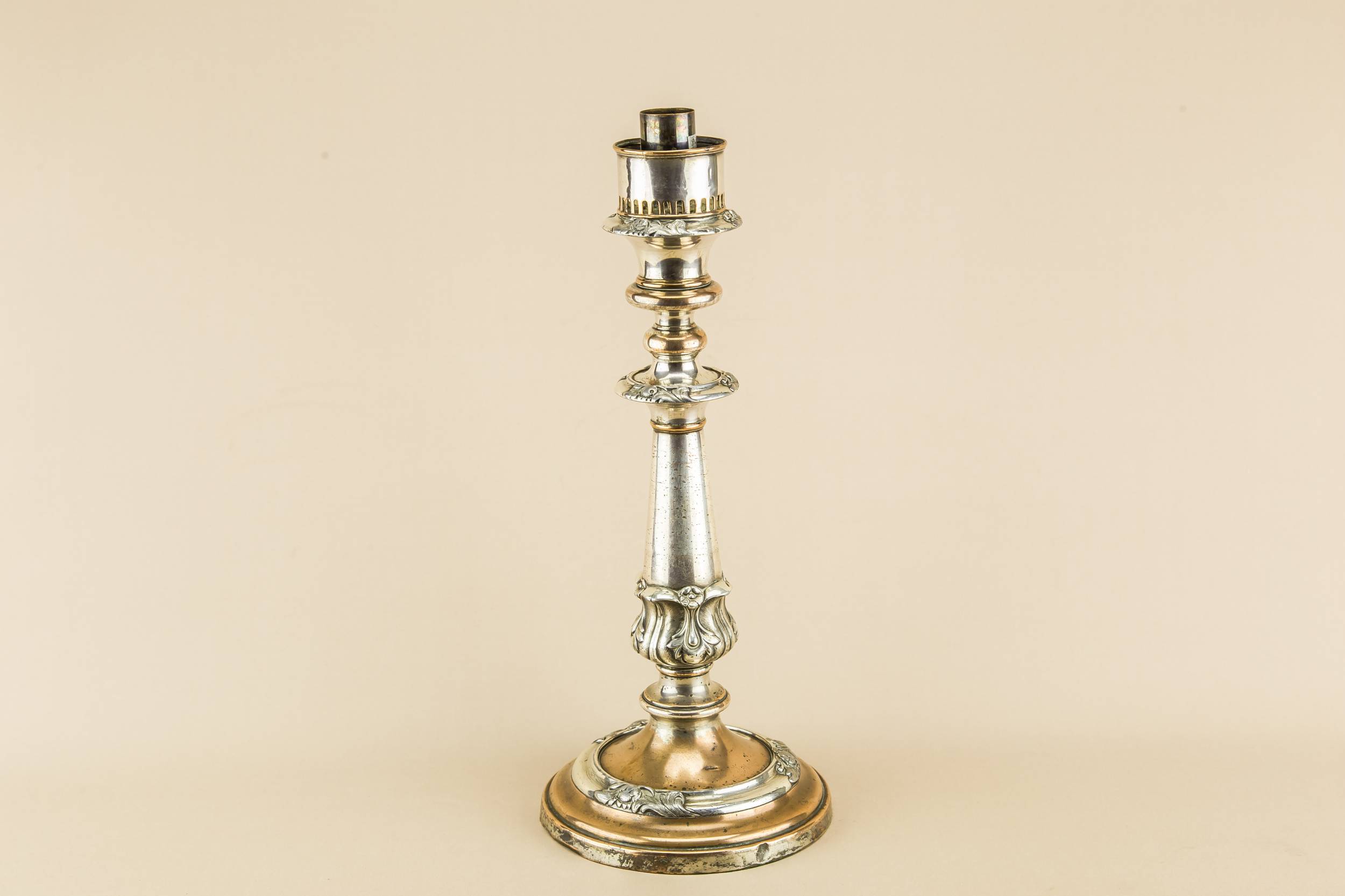 Rustic Antique Floral — Silver plated candlestick