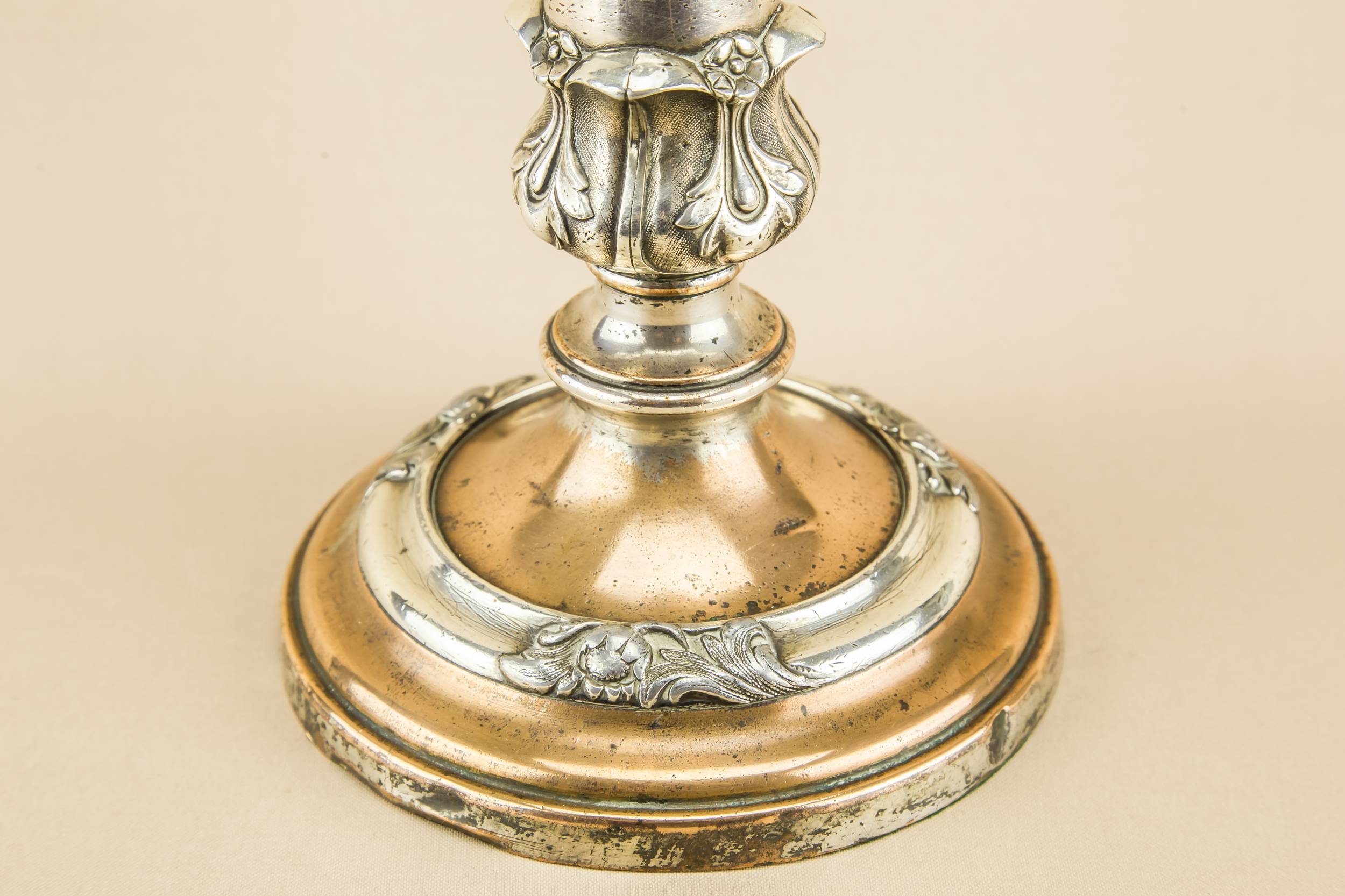 Rustic Antique Floral — Silver plated candlestick 2