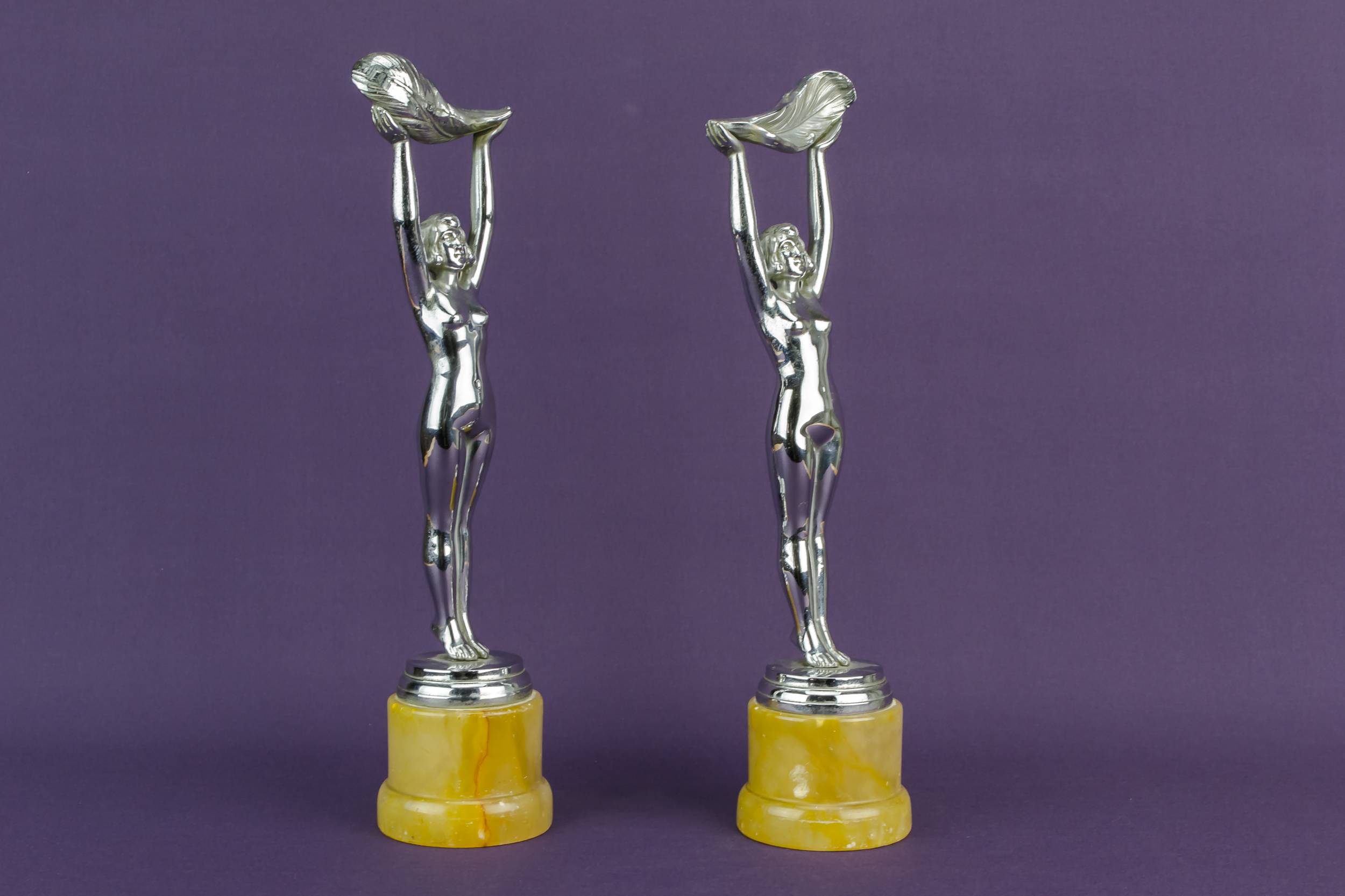 Pair Elegant Art — Art Deco chromed sculptures 3