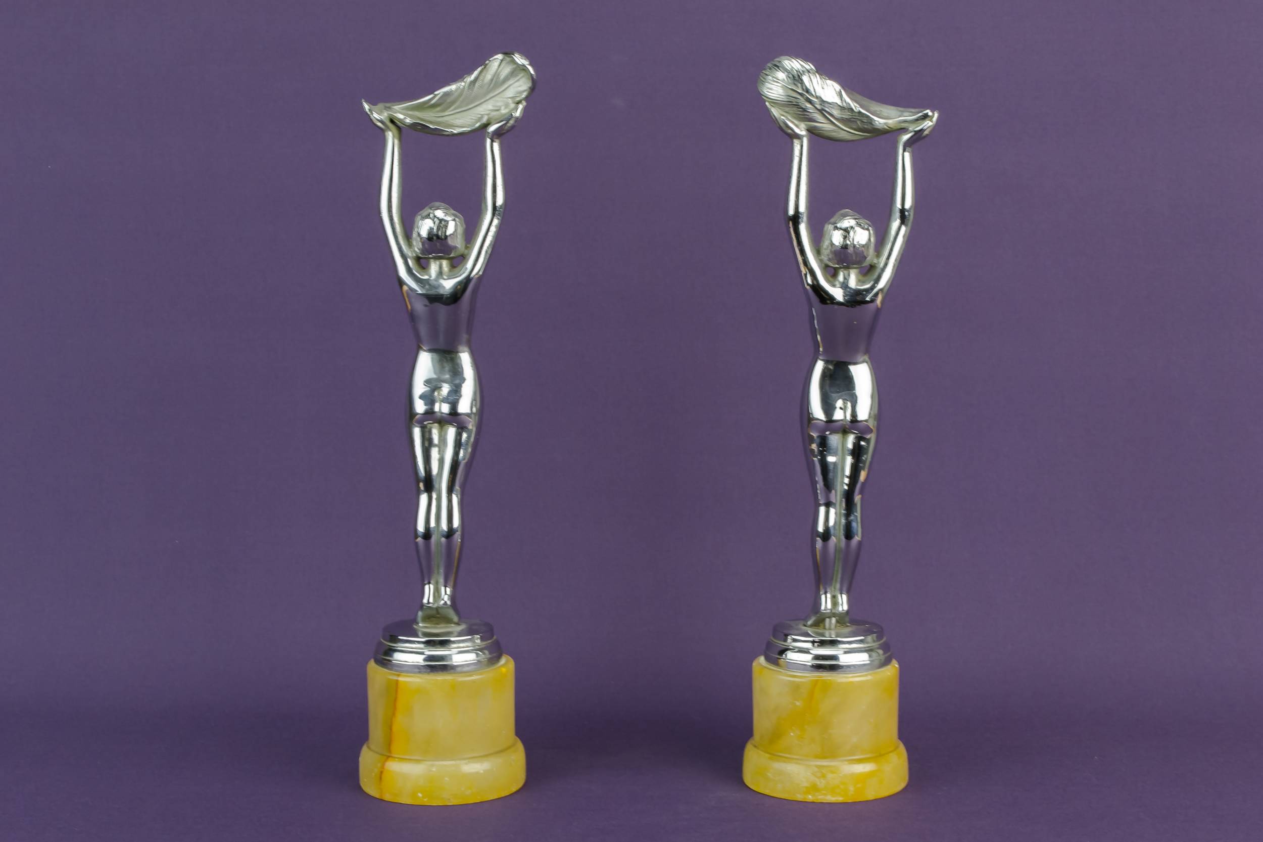 Pair Elegant Art — Art Deco chromed sculptures 2