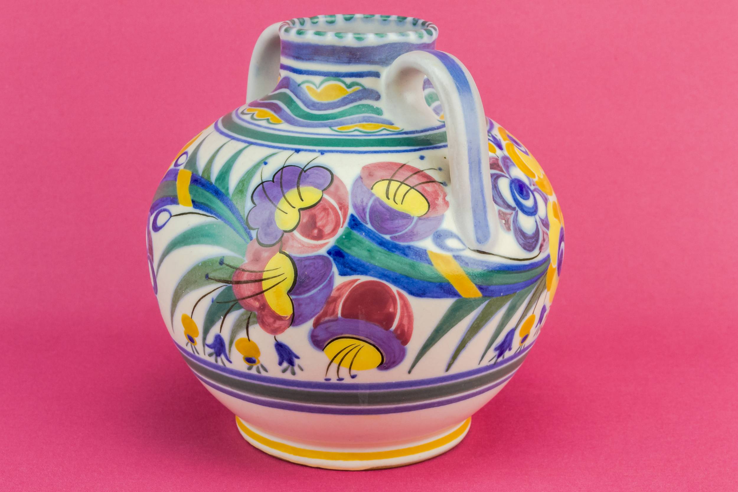 Vintage Ceramic Floral — Floral fuschia vase 1