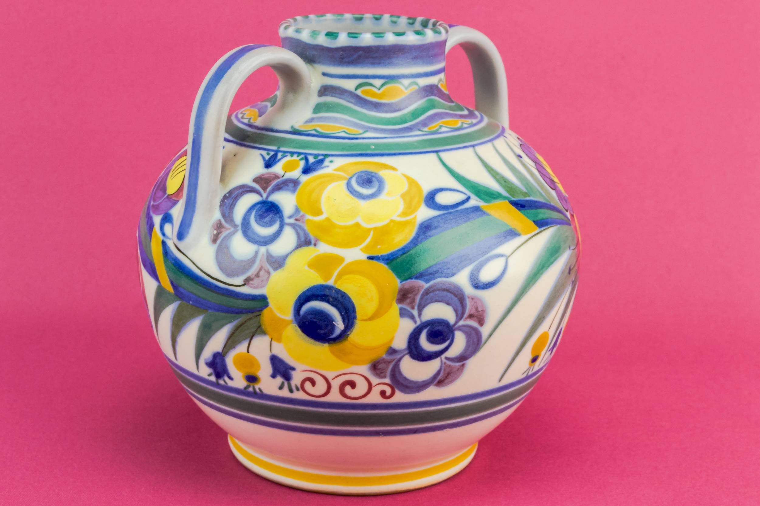 Vintage Ceramic Floral — Floral fuschia vase 2