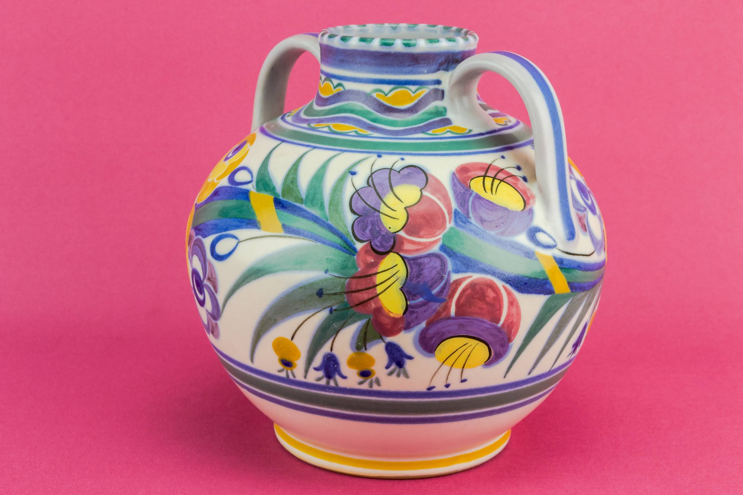 Vintage Ceramic Floral — Floral fuschia vase 3