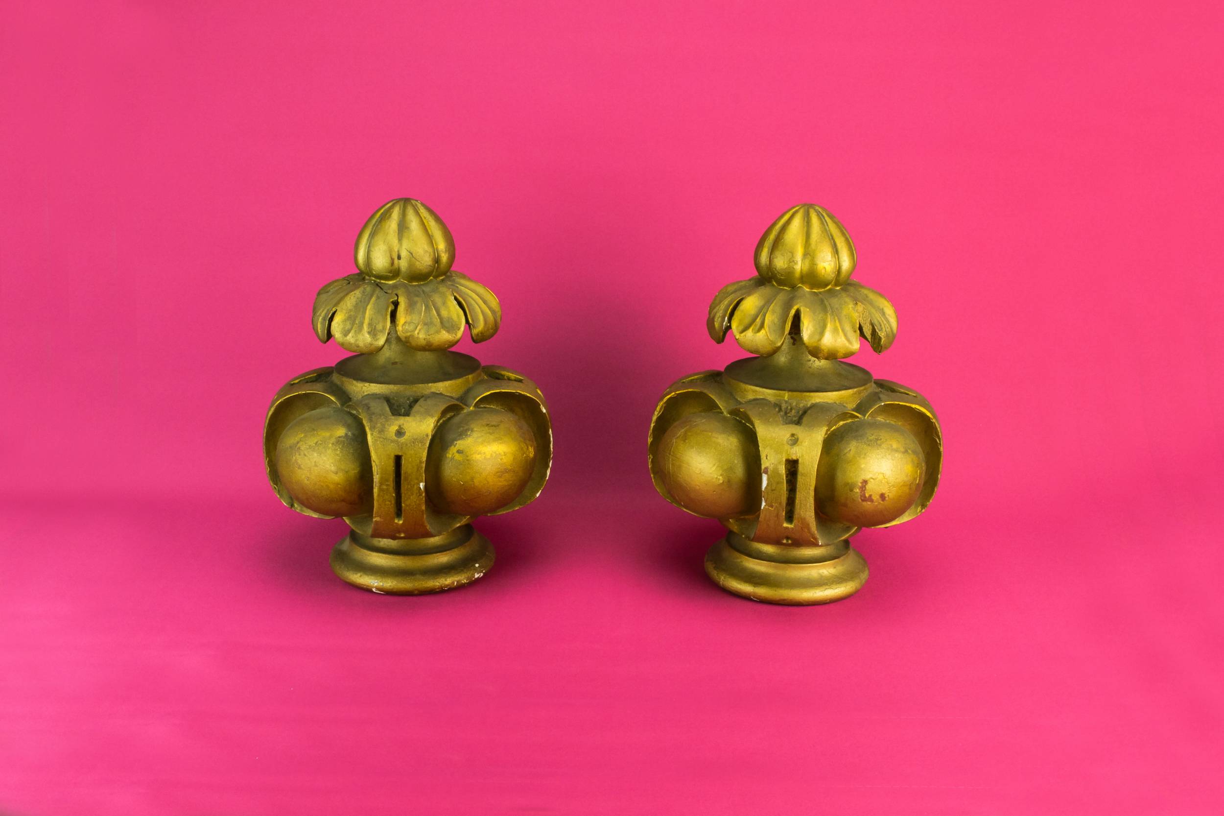 Gilded Carved Wood — 2 gilded wood finials