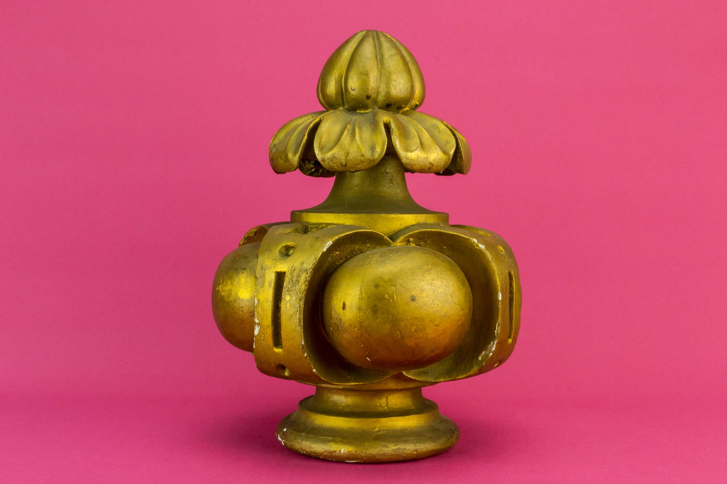 Gilded Carved Wood — 2 gilded wood finials 3
