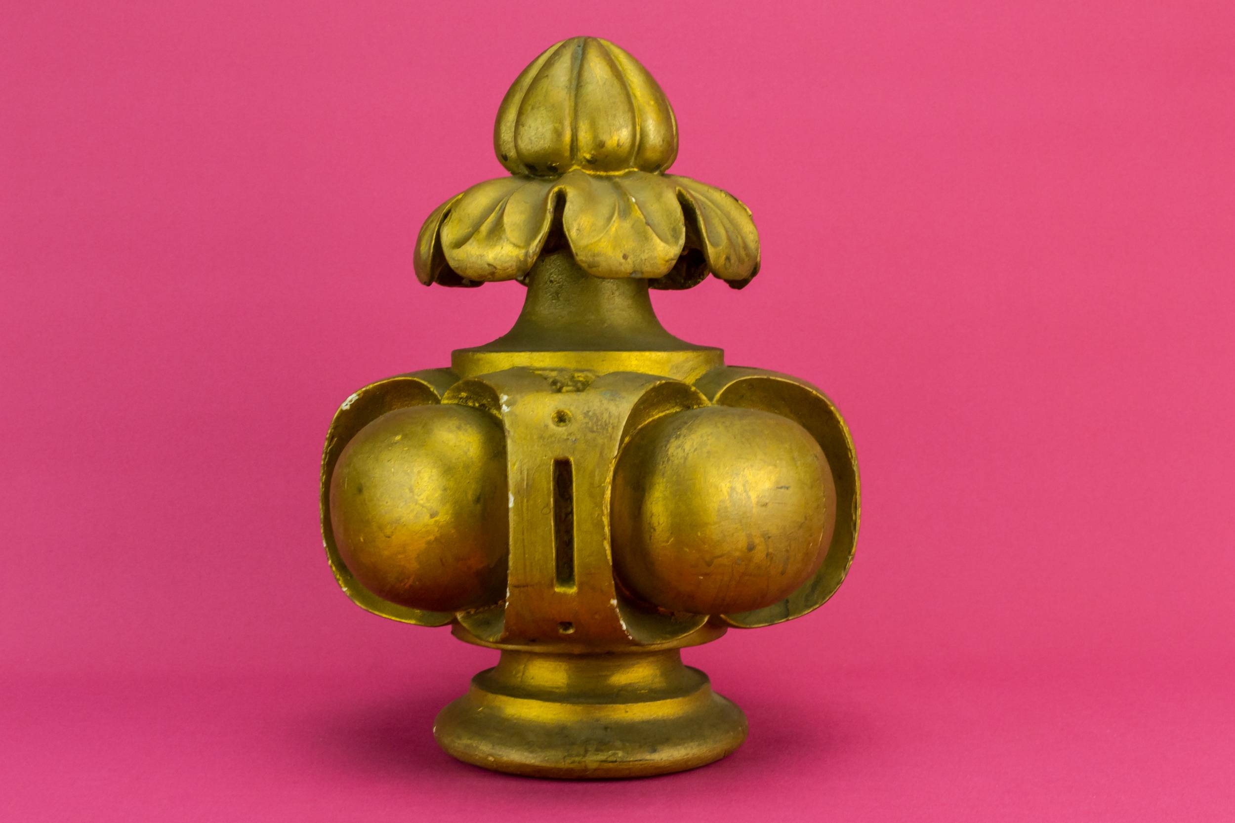 Gilded Carved Wood — 2 gilded wood finials 4