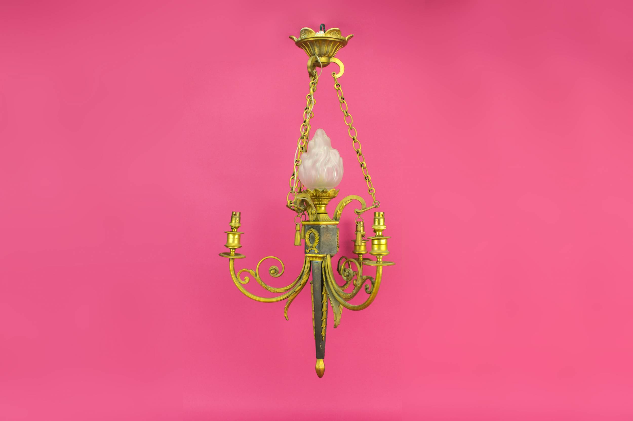 Neo-classical Gilded Bronze — Gilded bronze chandelier
