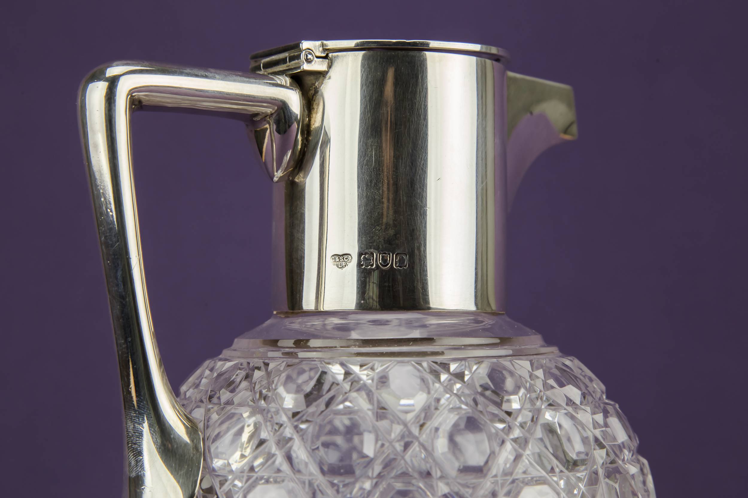 Cut Glass Silver — Sterling silver wine carafe 1