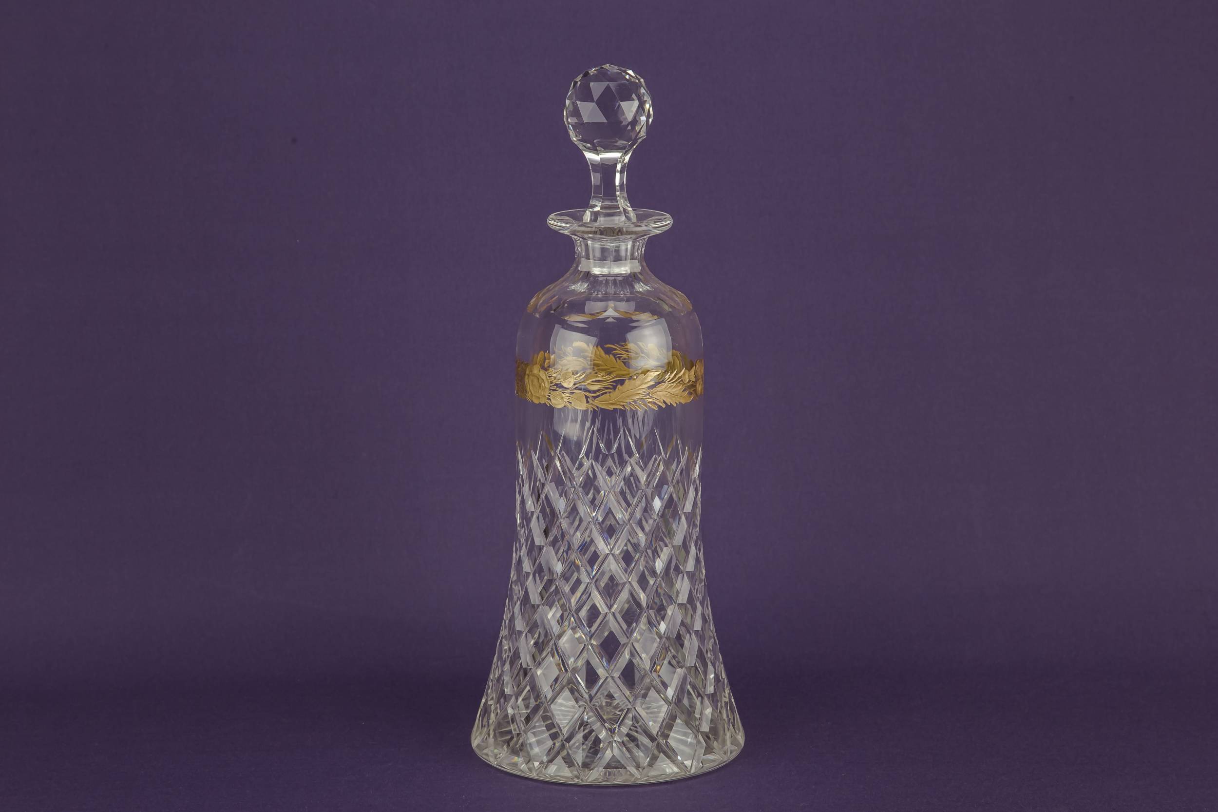 Cut Glass Gilded — 3 cut glass decanters 2