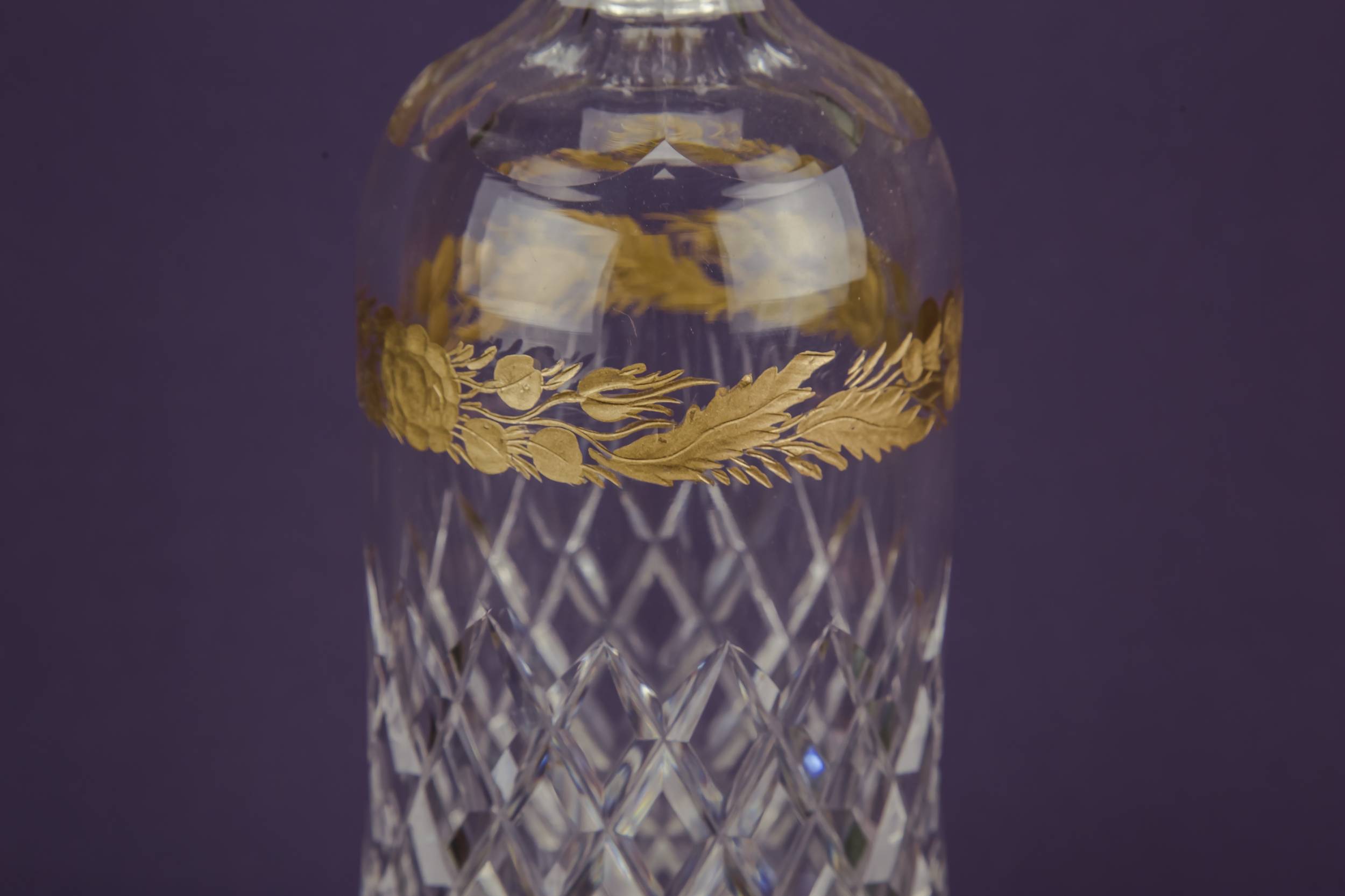 Cut Glass Gilded — 3 cut glass decanters 1