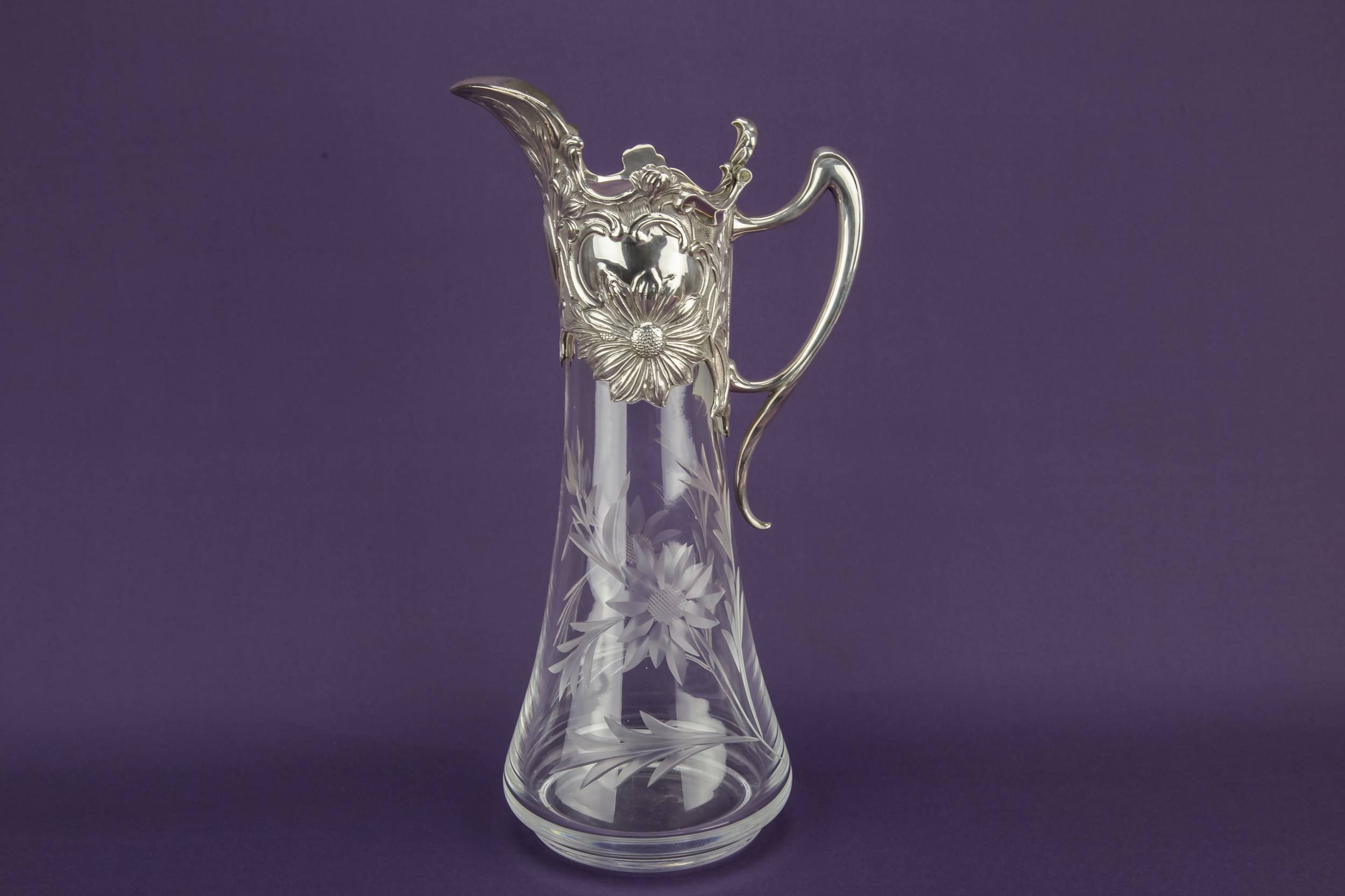 Blown Glass Silver — Glass silver plated wine jug