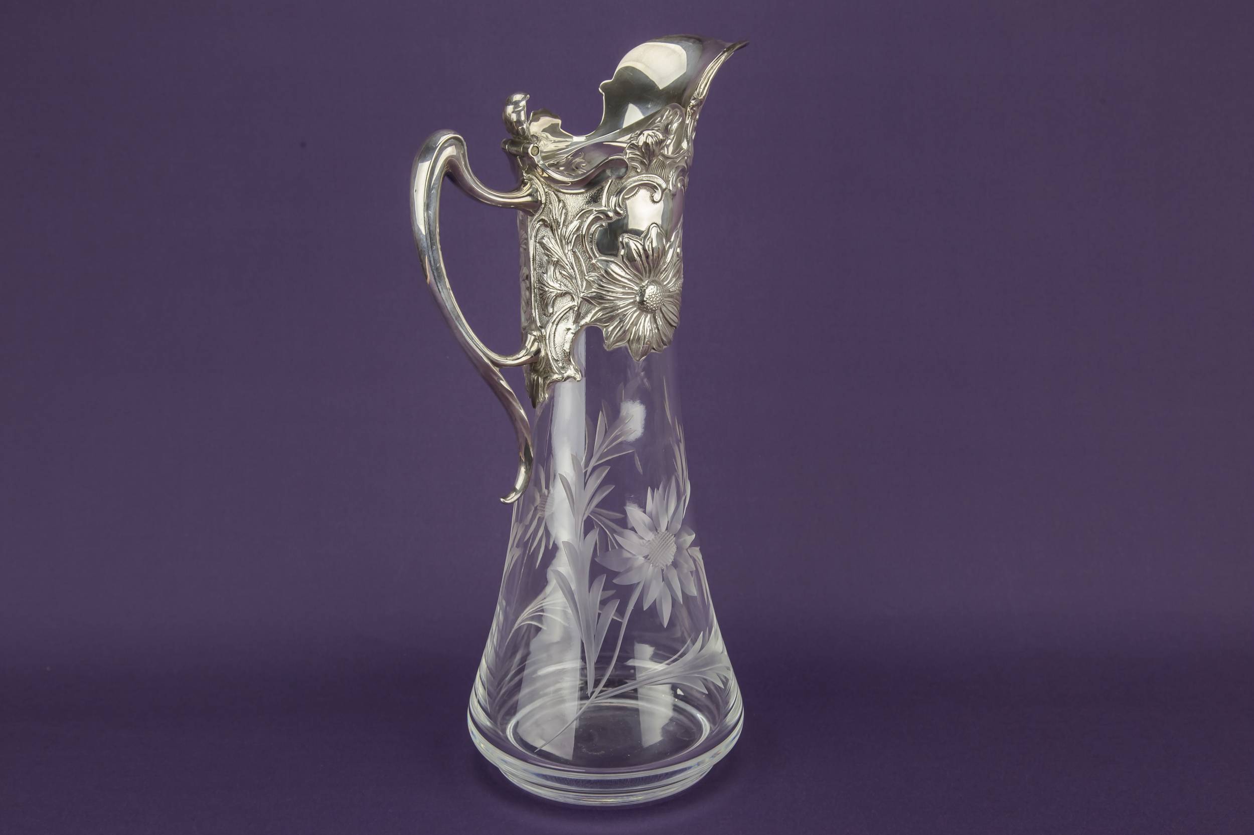 Blown Glass Silver — Glass silver plated wine jug 3