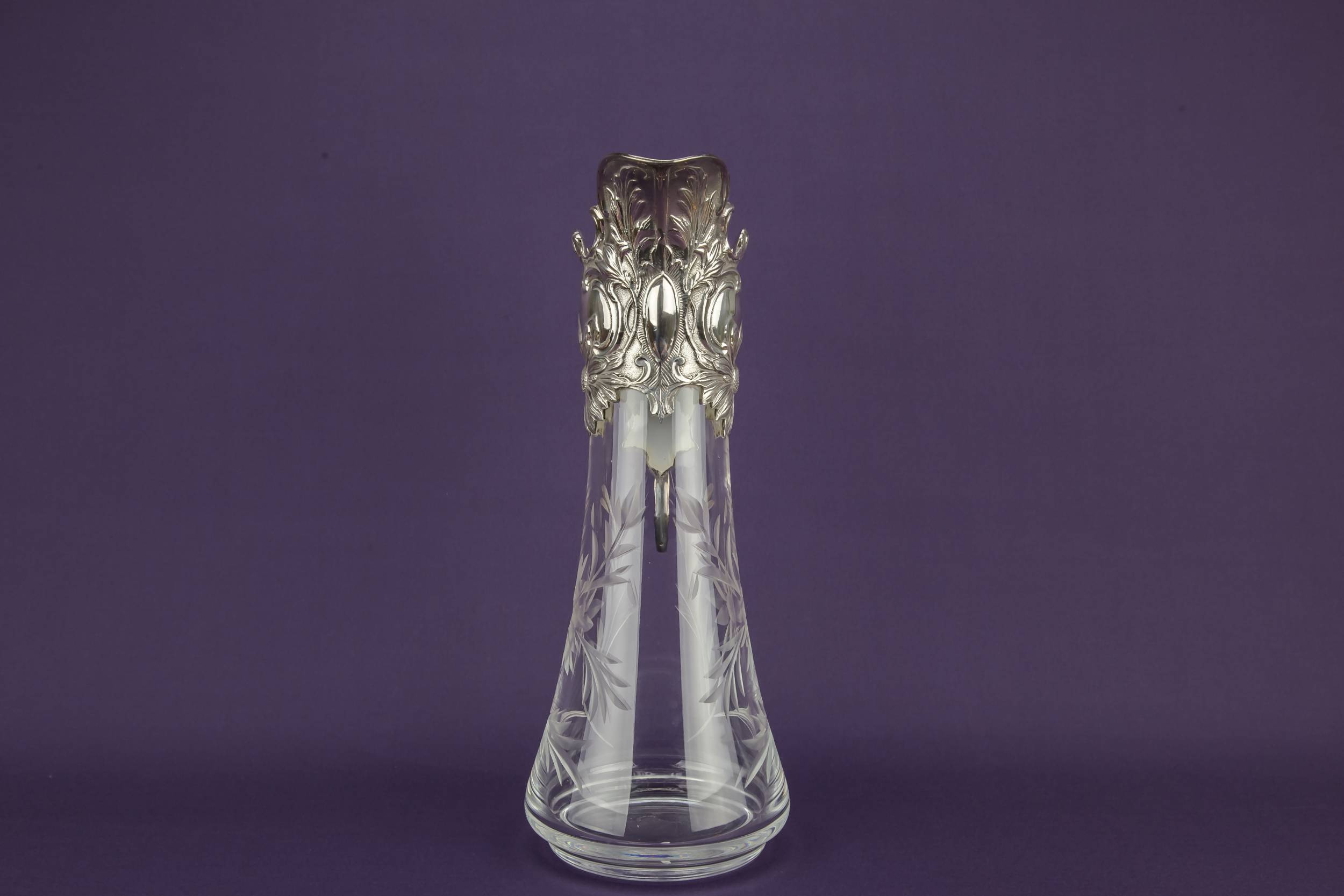 Blown Glass Silver — Glass silver plated wine jug 2