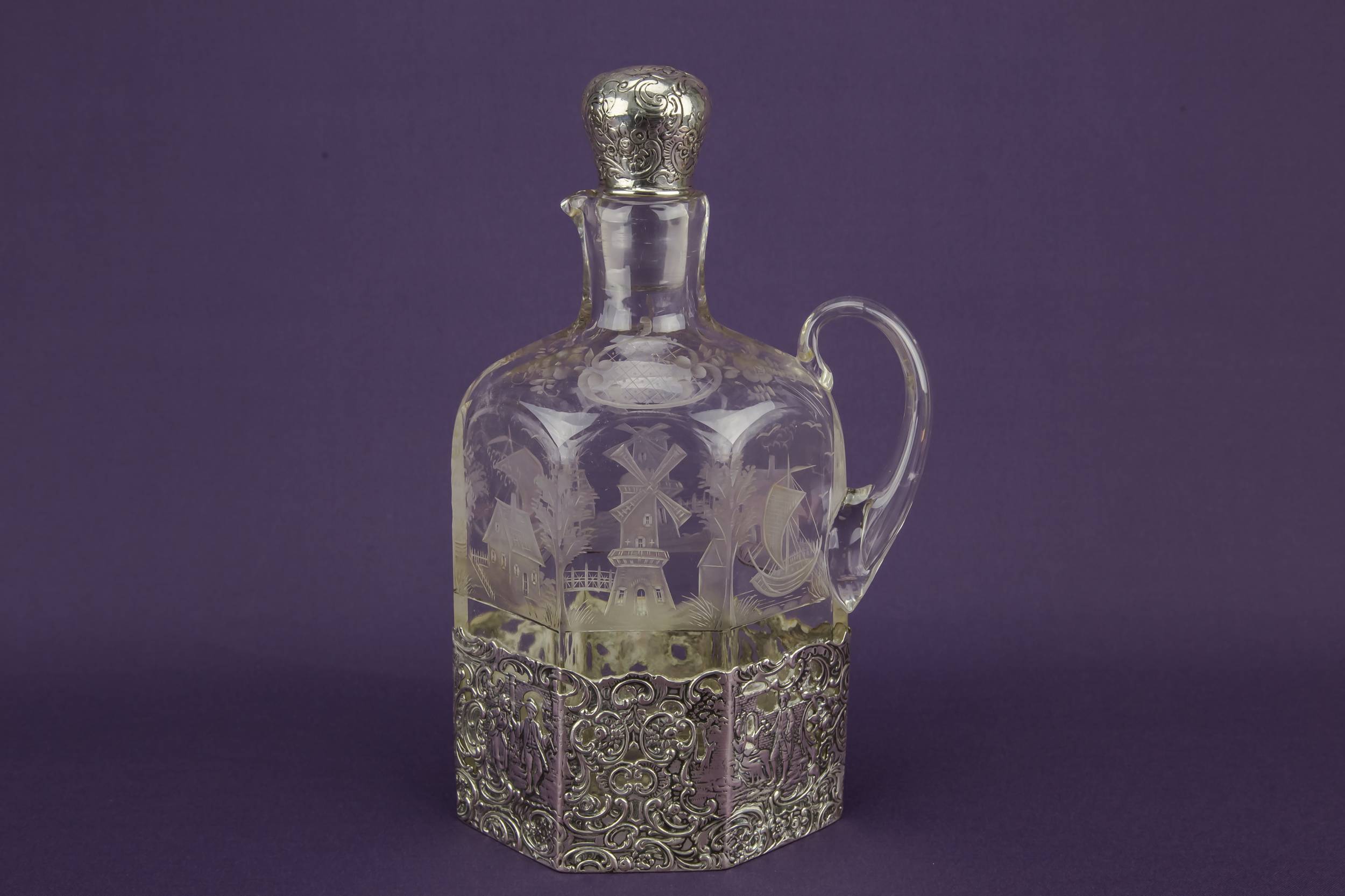 Blown Glass Silver — Glass and silver decanter