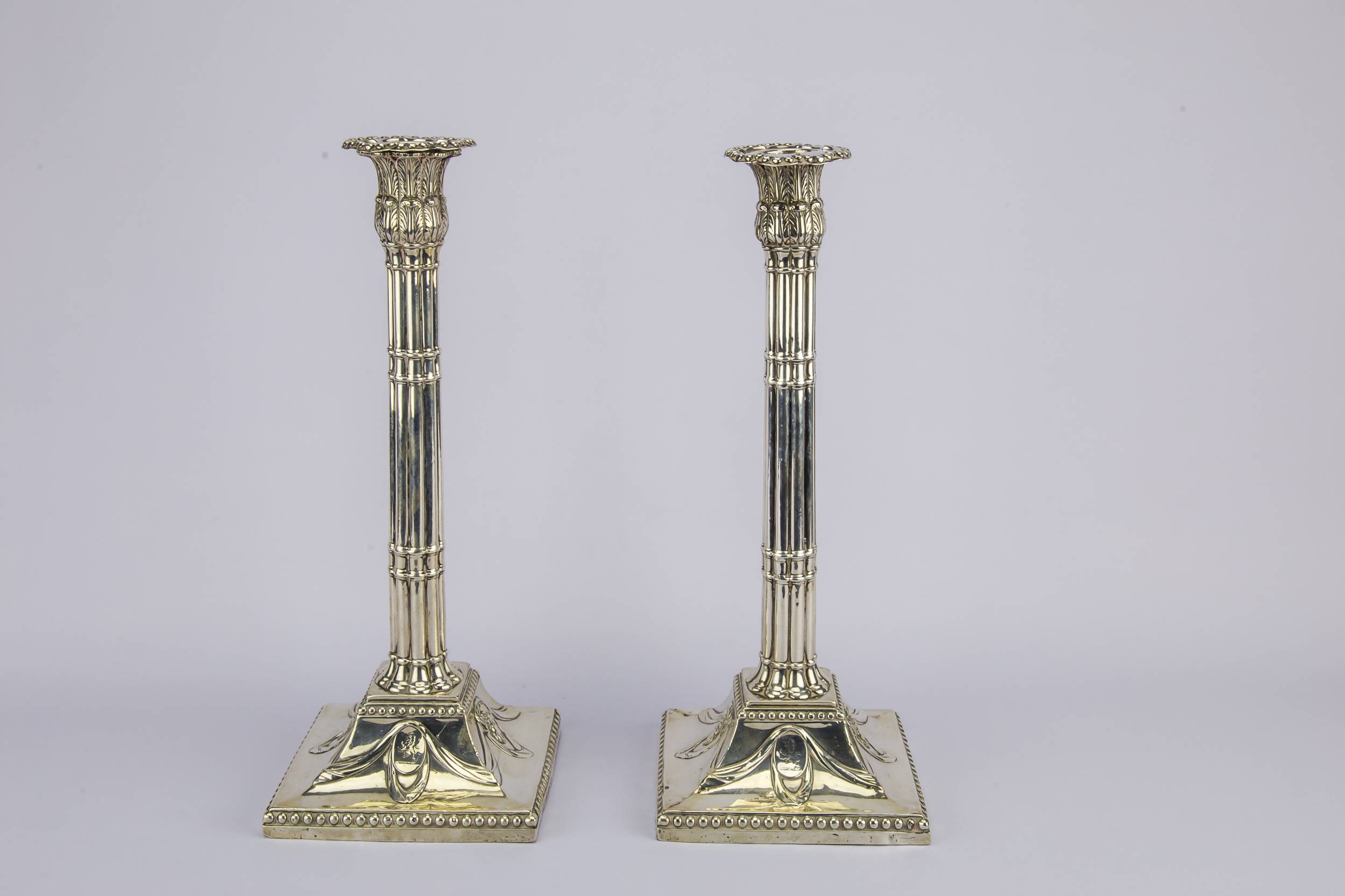 Georgian Antique Sterling — 2 silver candlesticks 6
