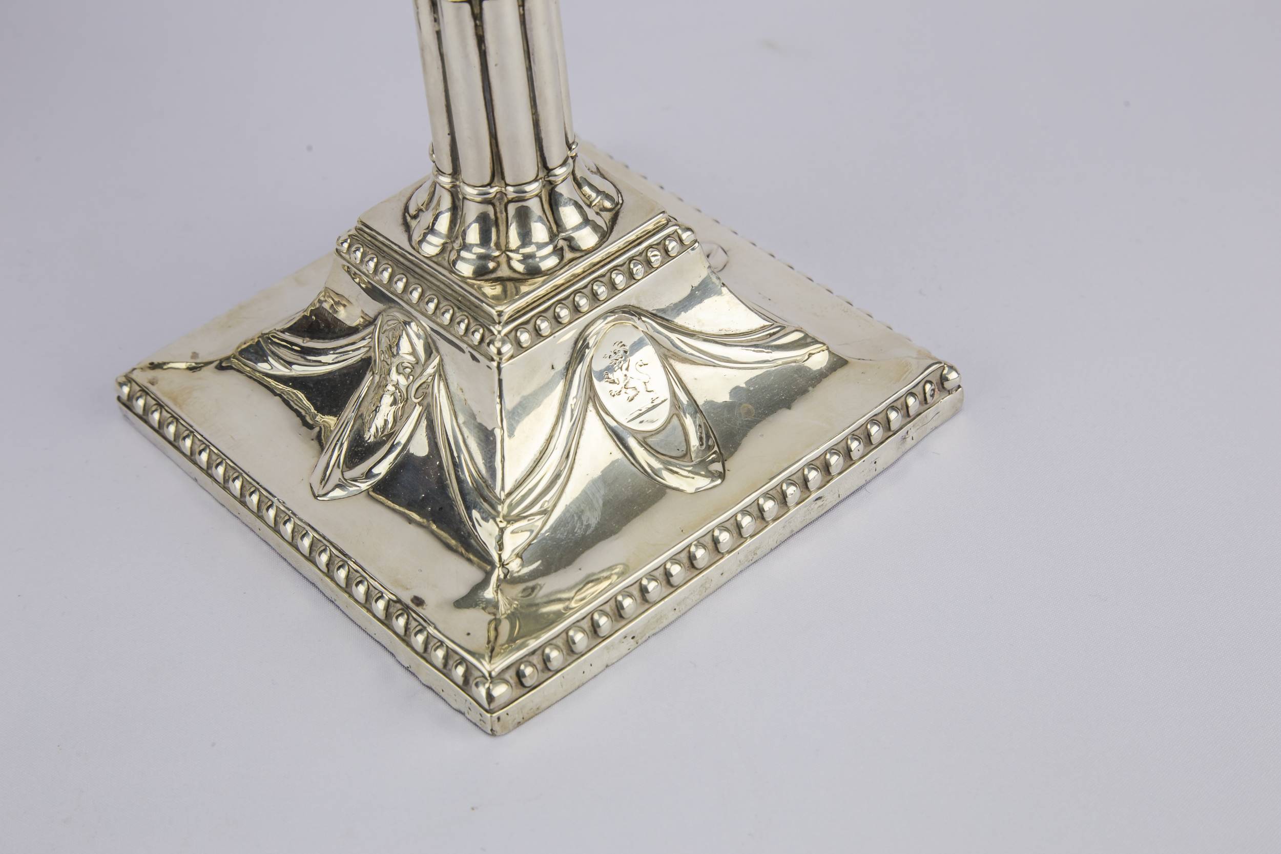 Georgian Antique Sterling — 2 silver candlesticks 3