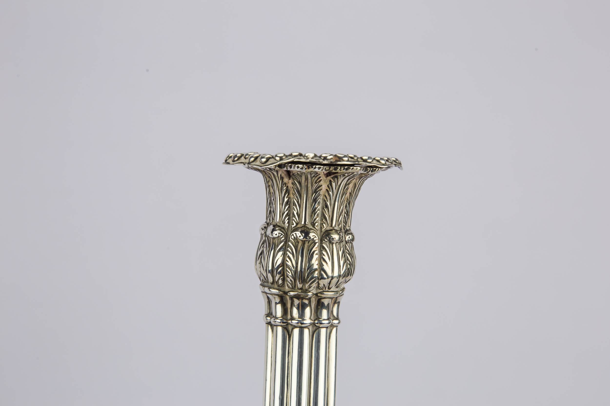 Georgian Antique Sterling — 2 silver candlesticks 5