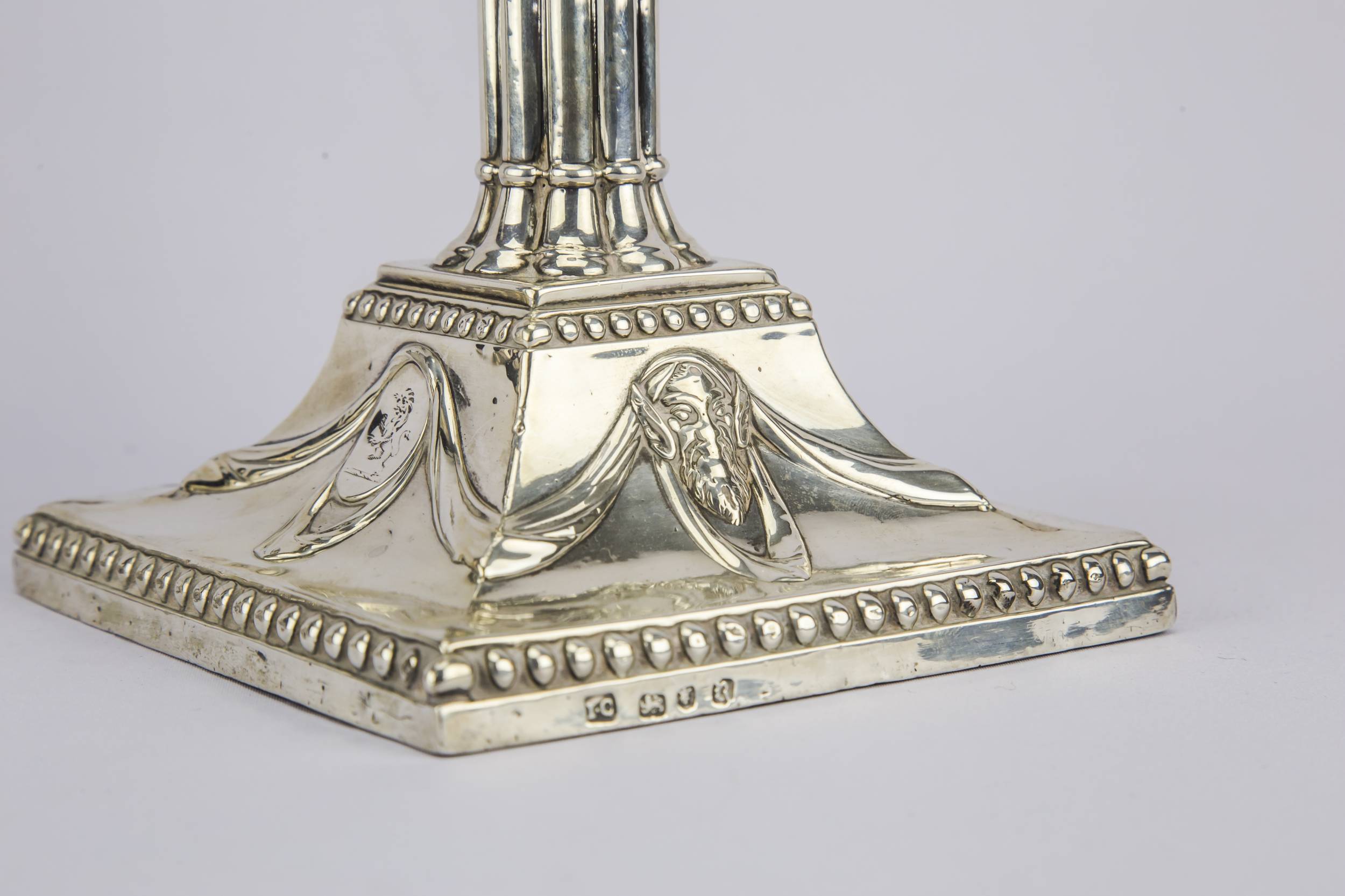 Georgian Antique Sterling — 2 silver candlesticks 8