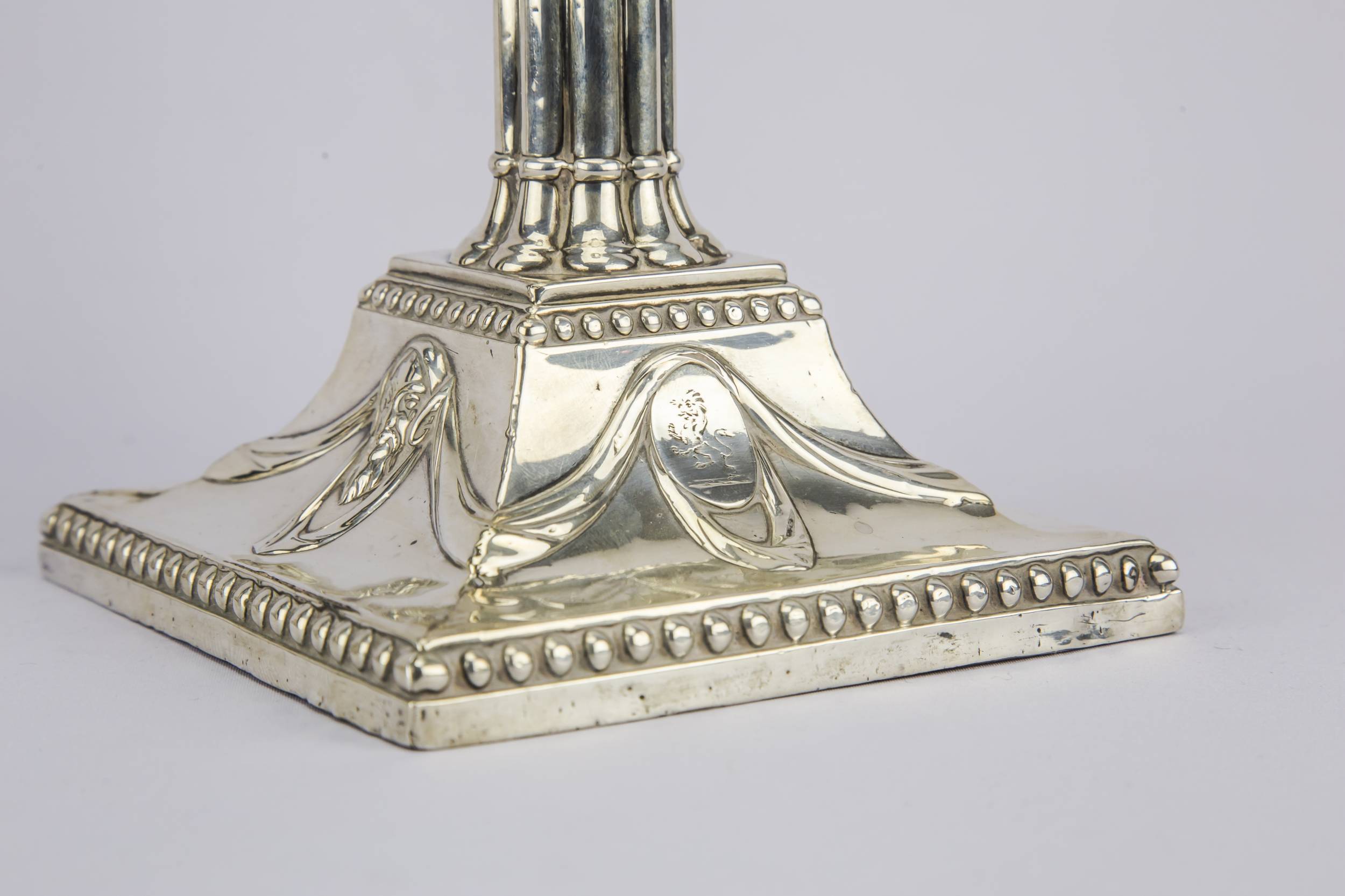 Georgian Antique Sterling — 2 silver candlesticks 9