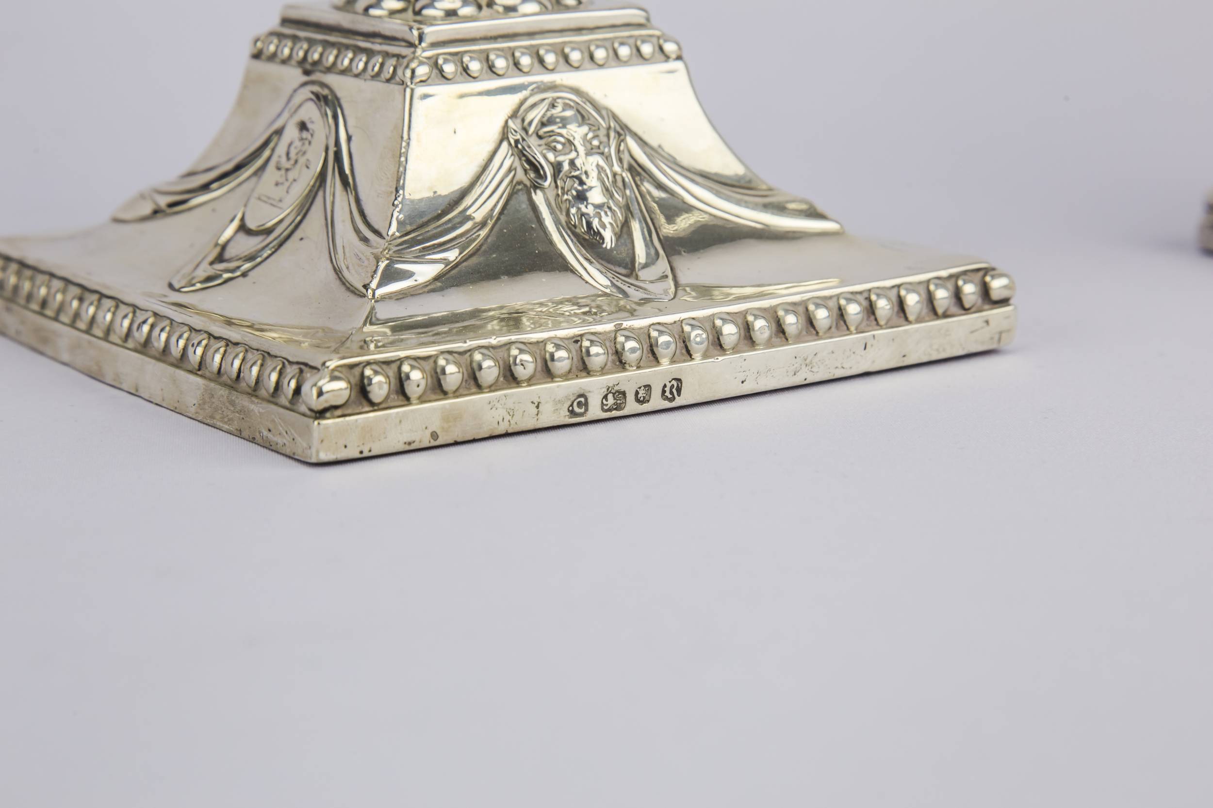 Georgian Antique Sterling — 2 silver candlesticks 10