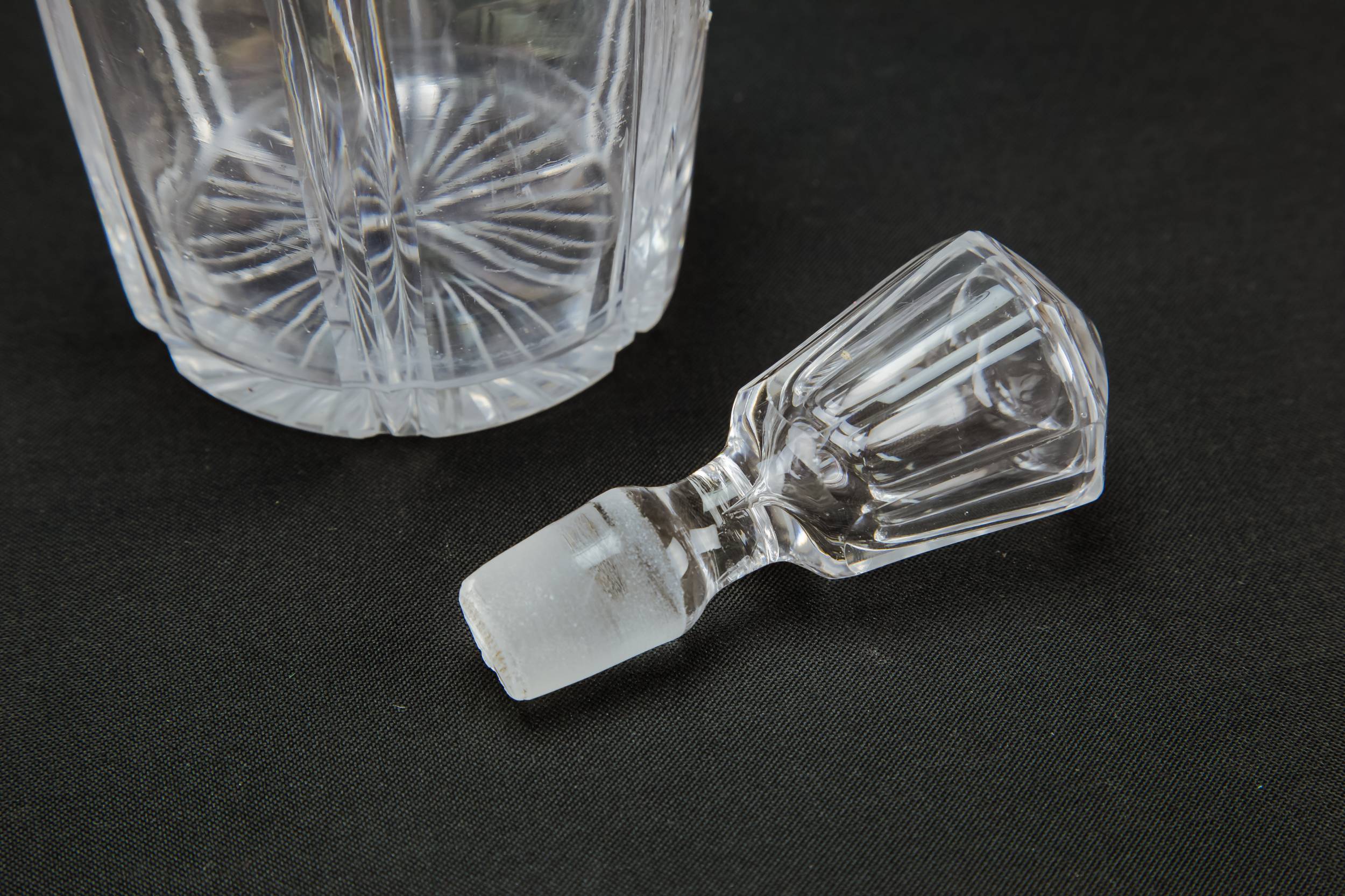 Antique Cut Glass — Barrel cut glass decanter 1