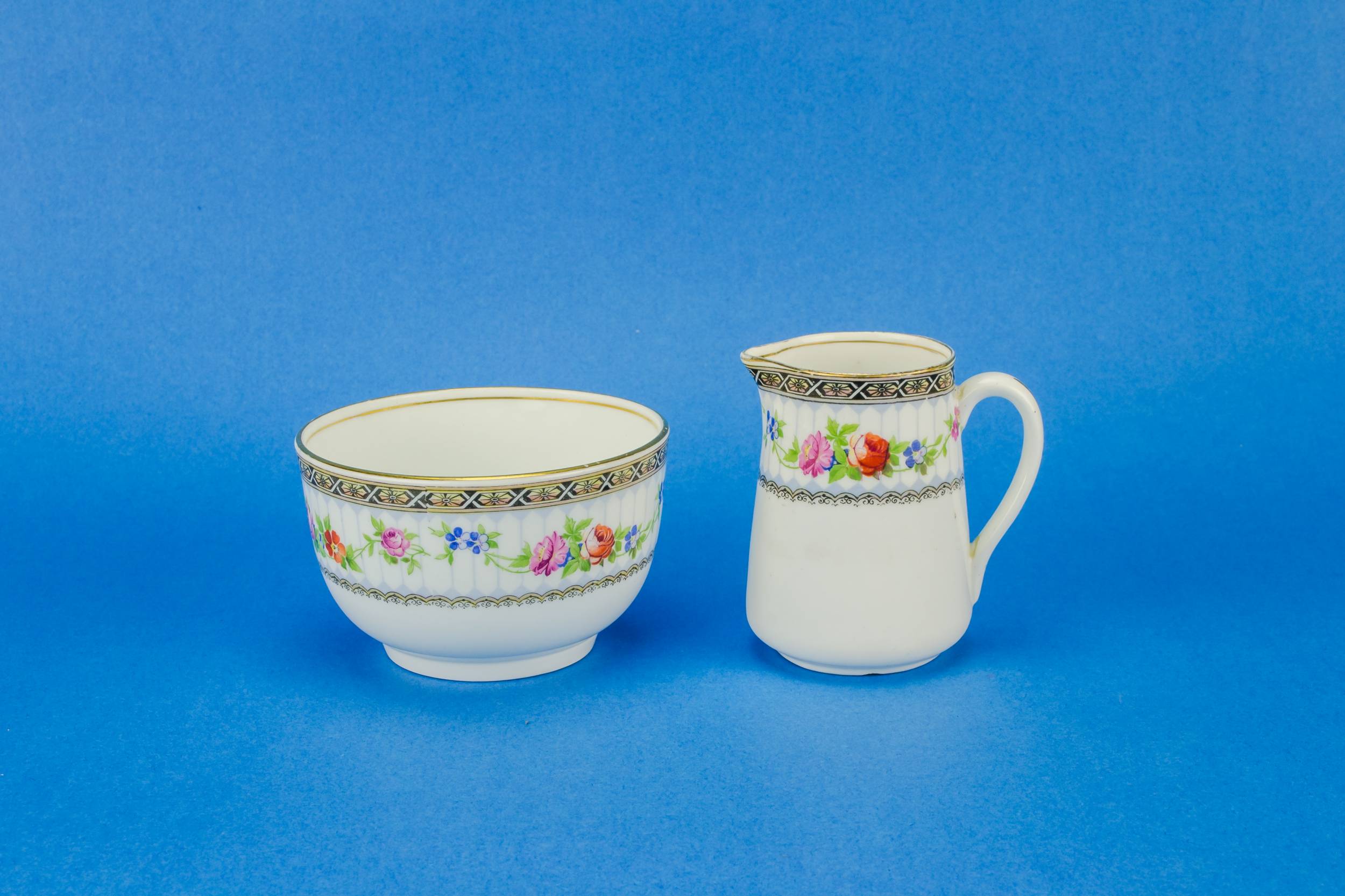 Neo-classical Porcelain Floral — Floral tea set for one