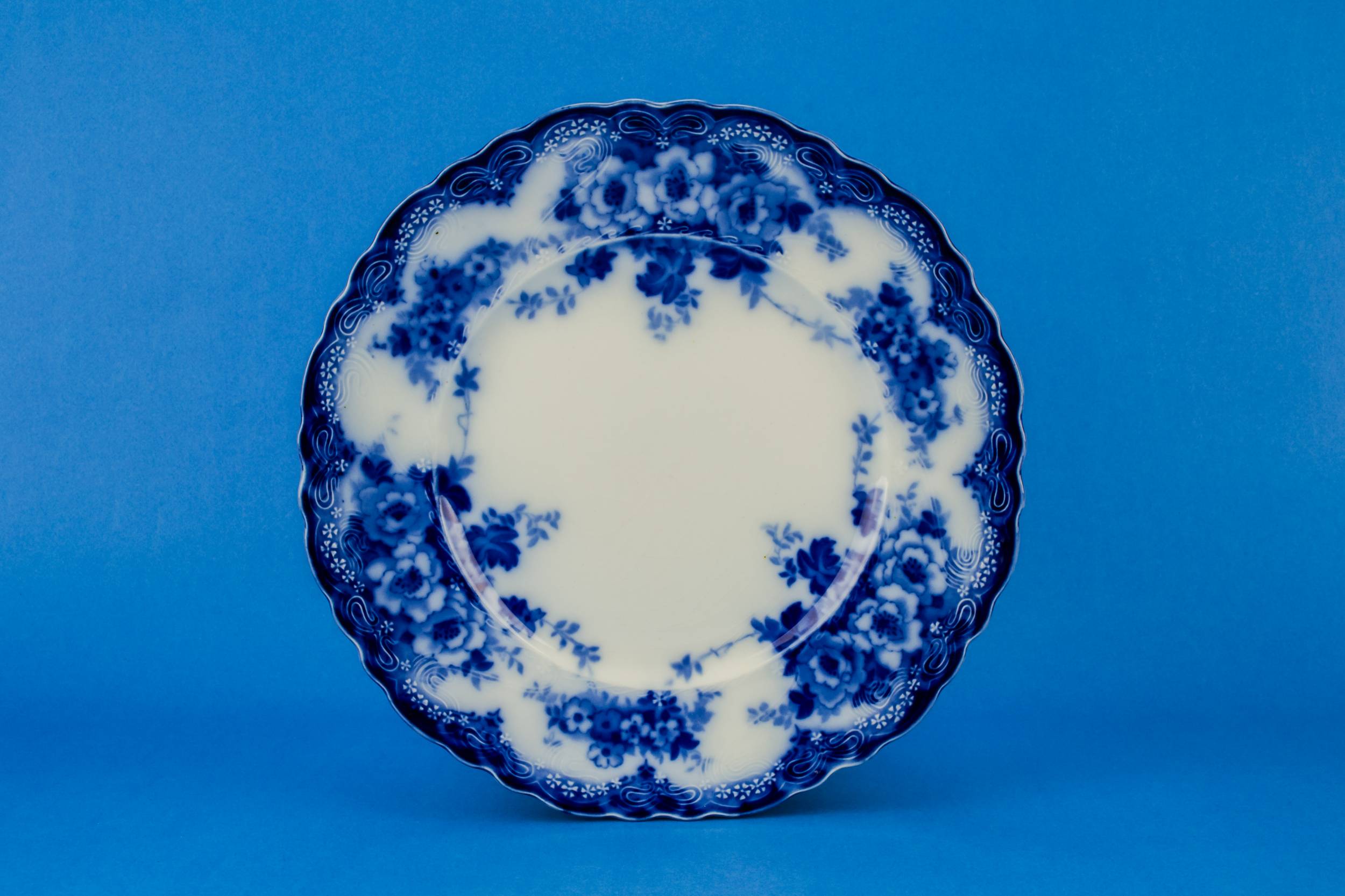 Antique Blue And — Elegant flow blue plate
