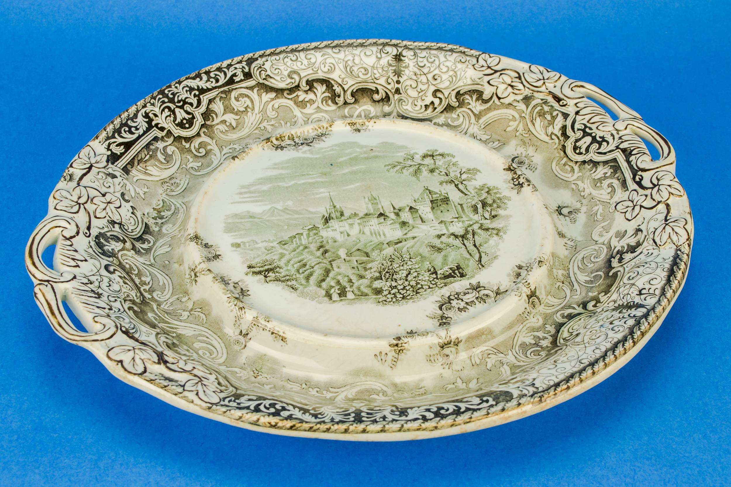 Antique Ceramic Floral — Floral serving platter 1