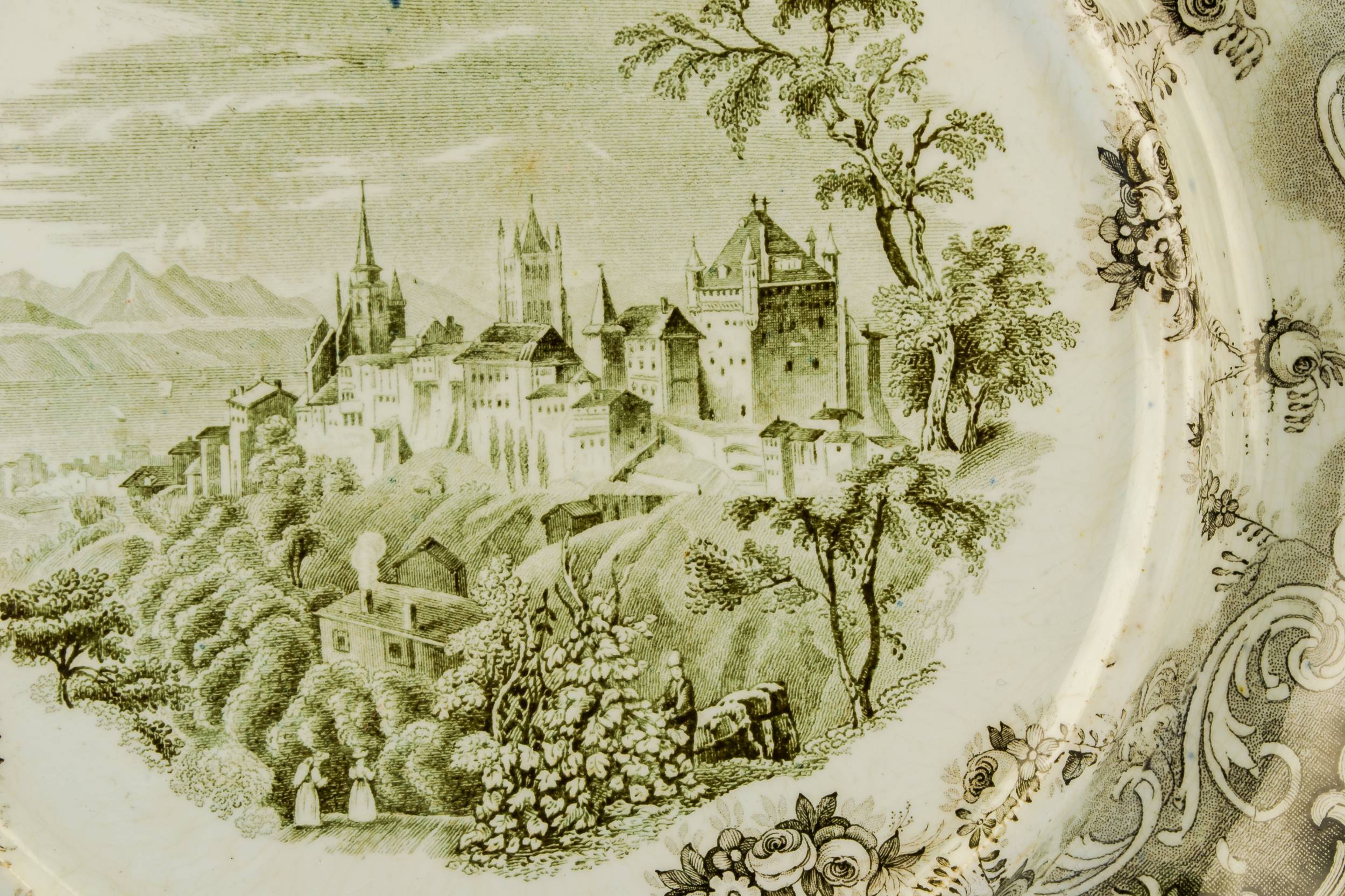 Antique Ceramic Floral — Floral serving platter 2