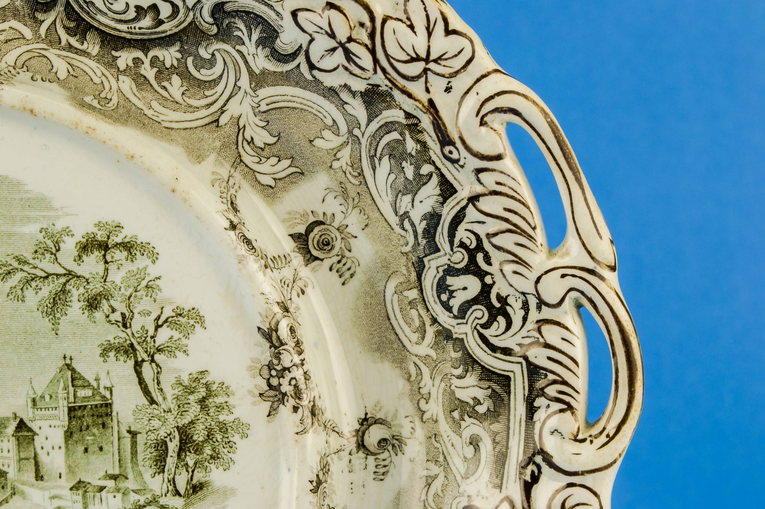 Antique Ceramic Floral — Floral serving platter 3