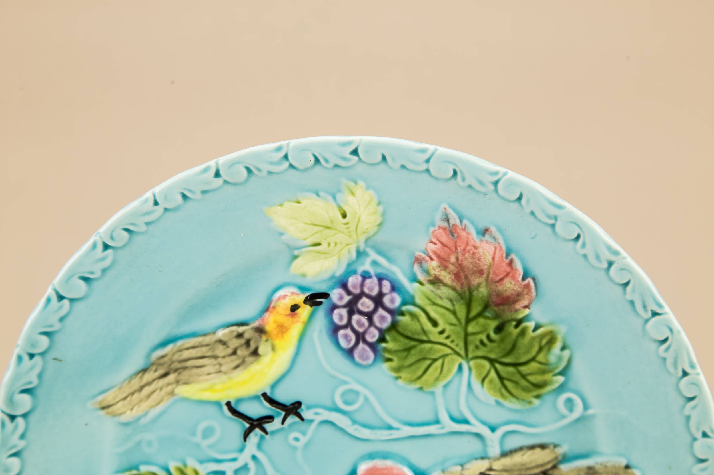 Ceramic Majolica Vintage — 6 turquoise medium plates 1