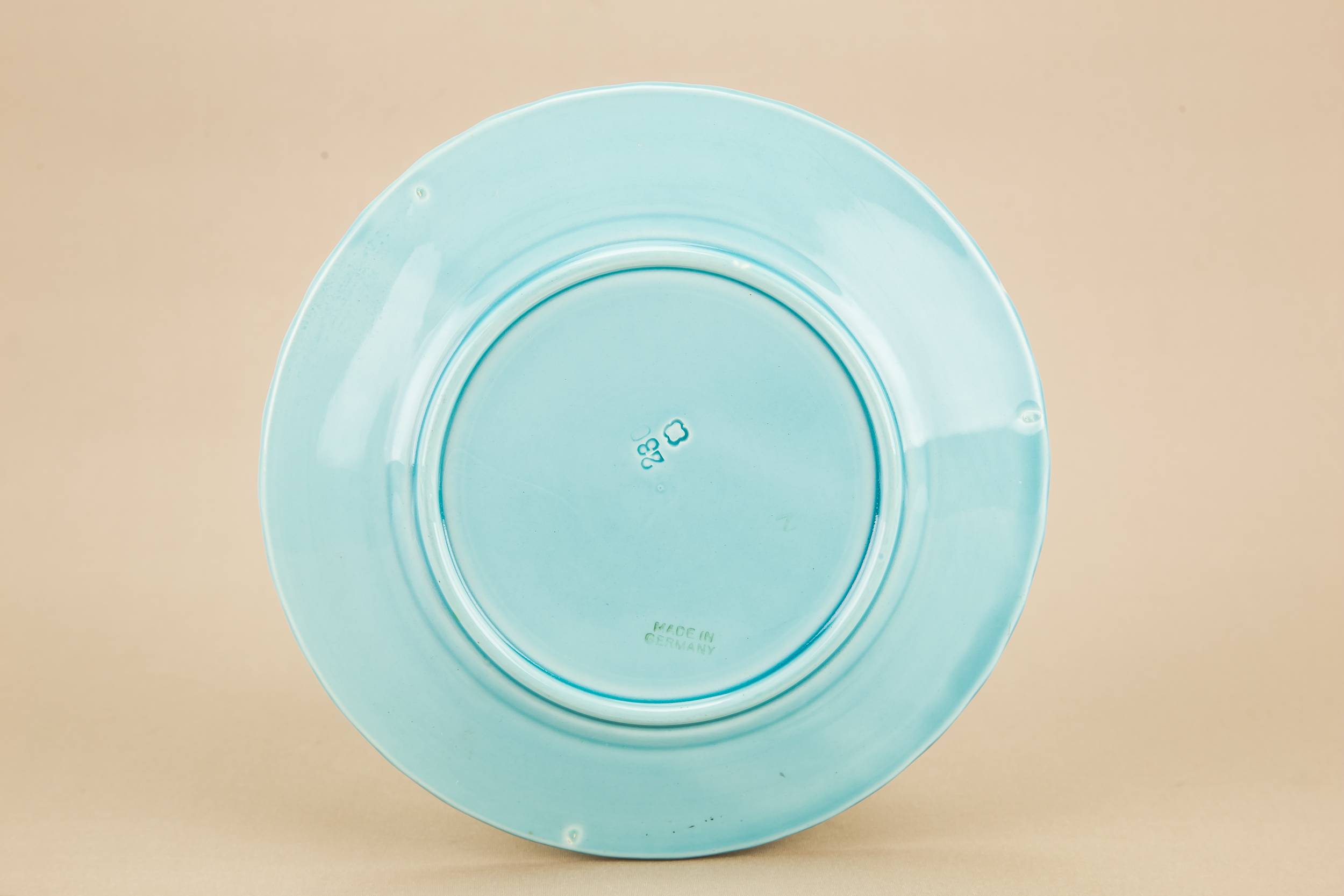 Ceramic Majolica Vintage — 6 turquoise medium plates 2